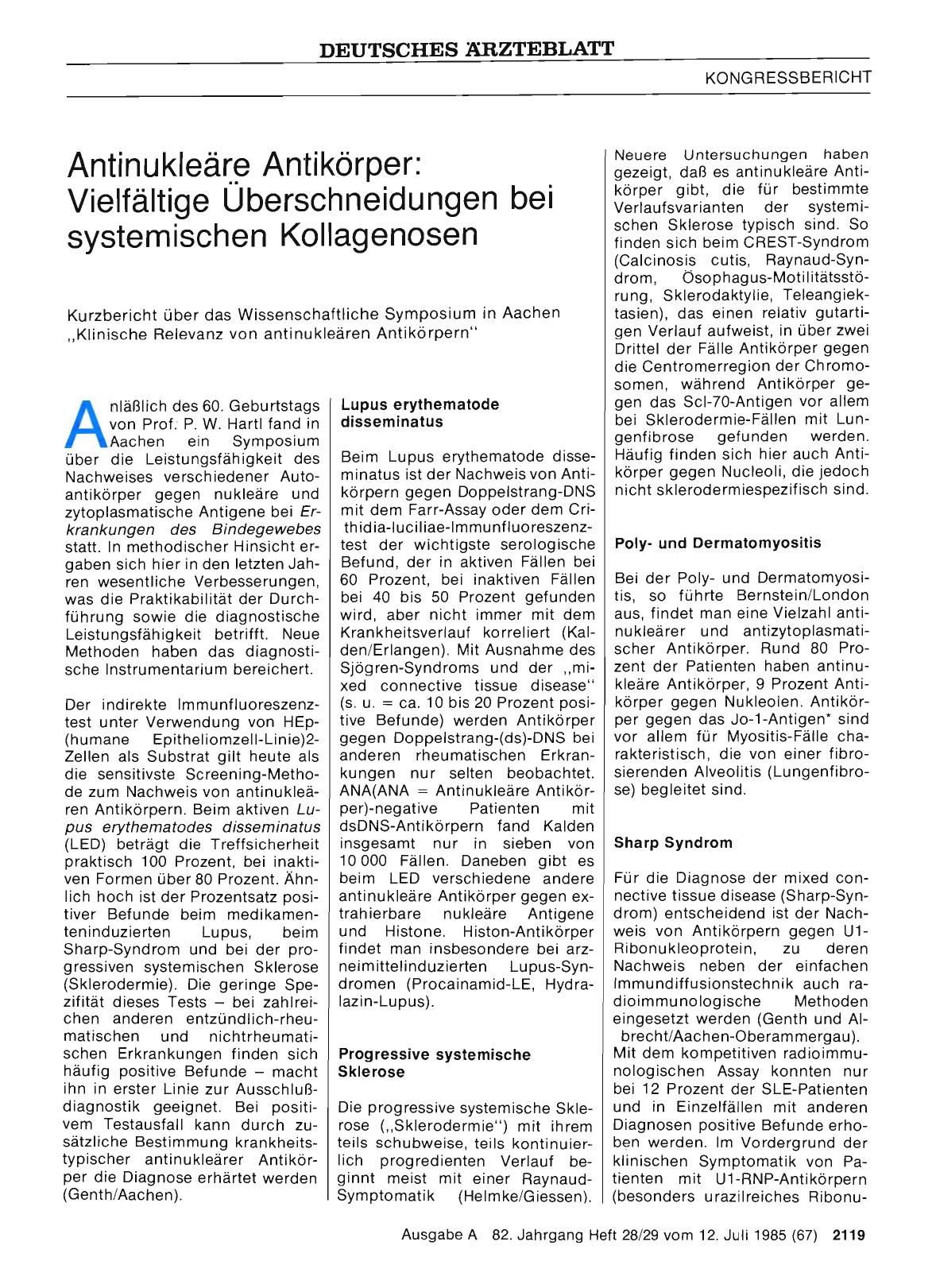 Vorschauseite 1: Antinukleäre Antikörper: Vielfältige Überschneidungen bei systemischen Kollagenosen