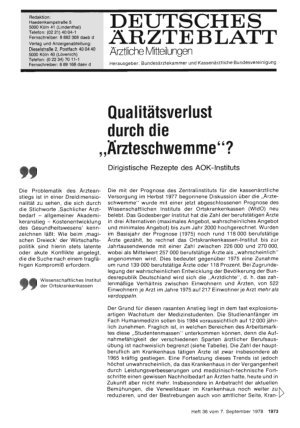 Vorschauseite 1: Qualitätsverlust durch die „Ärzteschwemme“?