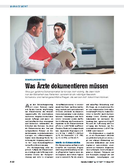 Vorschauseite 1: Behandlungsvertrag: Was Ärzte dokumentieren müssen