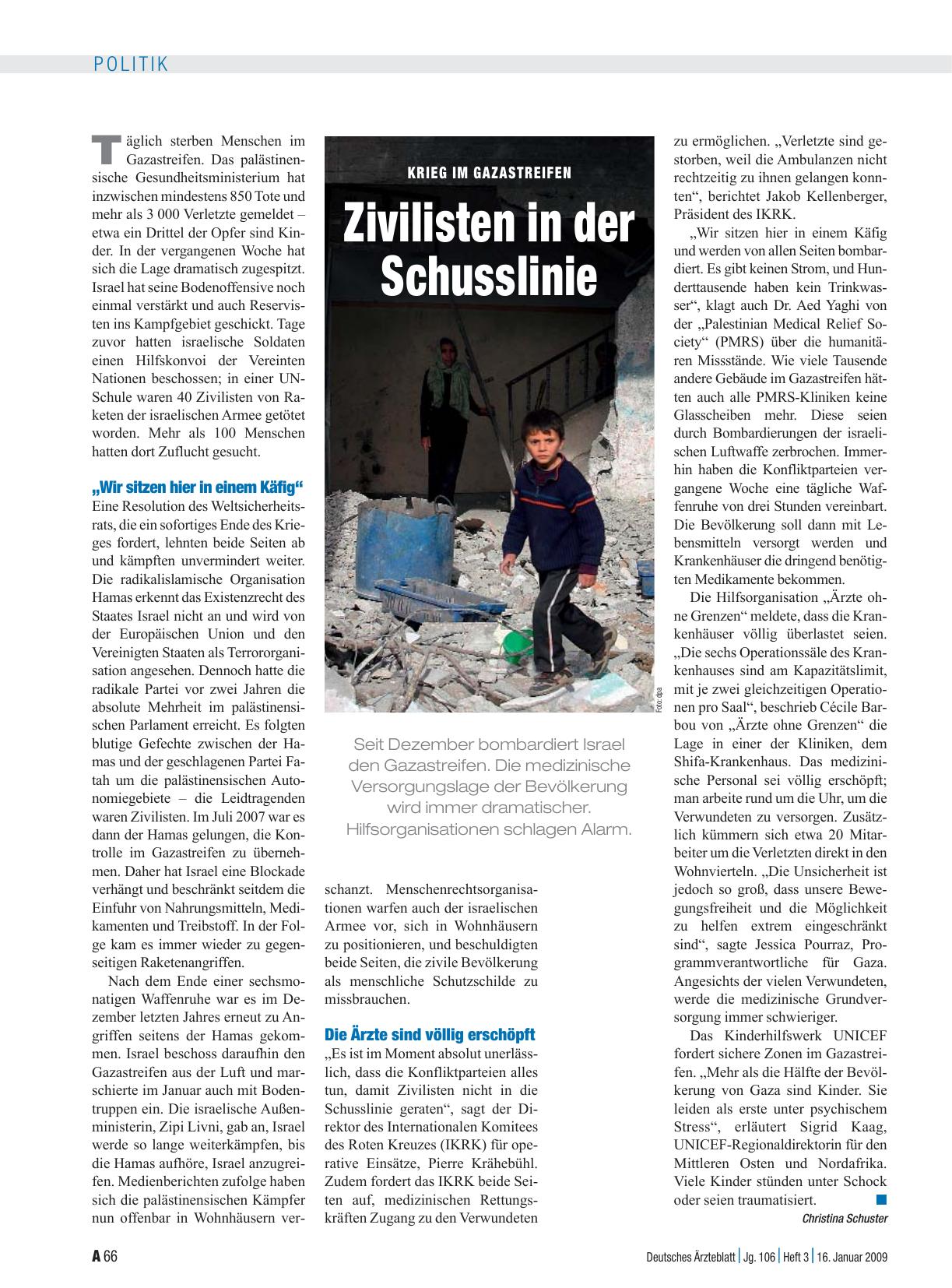 Vorschauseite 1: Krieg im Gazastrafen: Zivilisten in der Schusslinie
