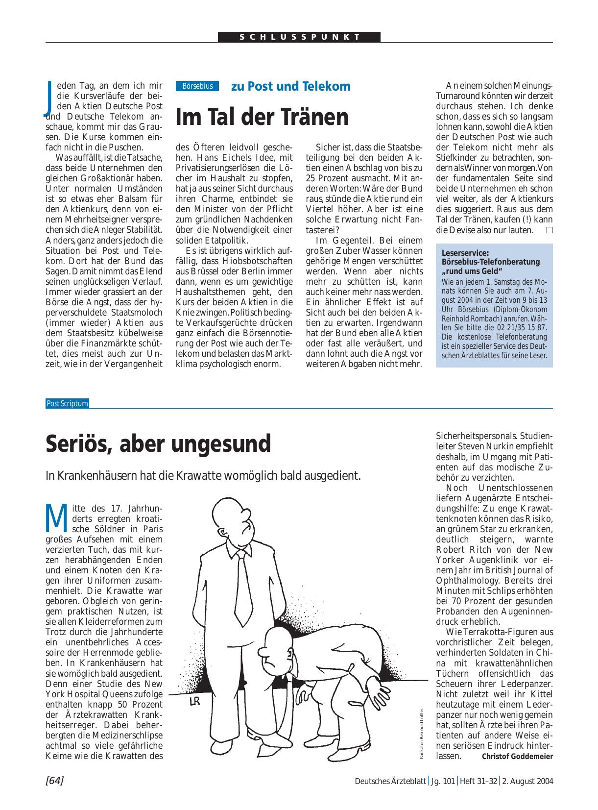 Vorschauseite 1: Leserservice: Börsebius-Telefonberatung „rund ums Geld“