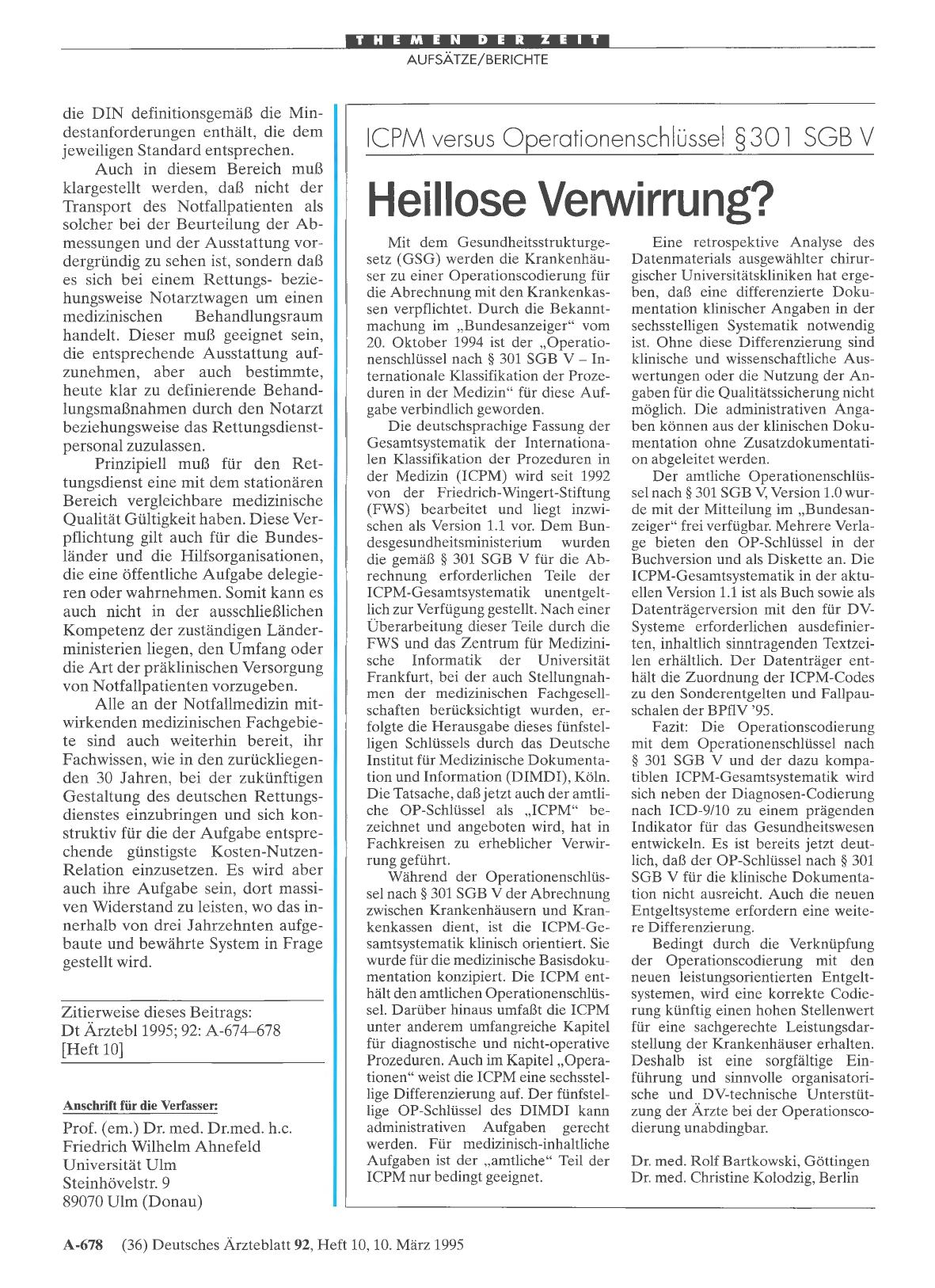 Vorschauseite 1: ICPM versus Operationenschlüssel §301 SGB V: Heillose Verwirrung?
