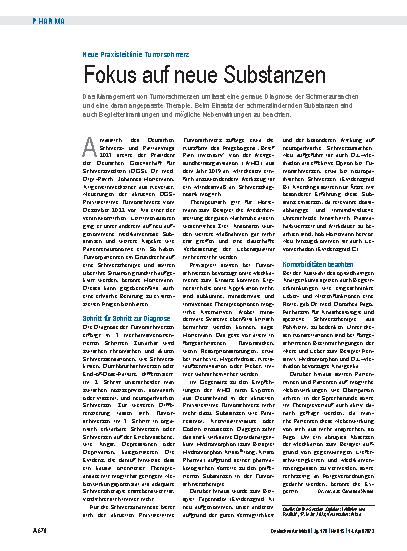 Vorschauseite 1: Neue Praxisleitlinie Tumorschmerz: Fokus auf neue Substanzen
