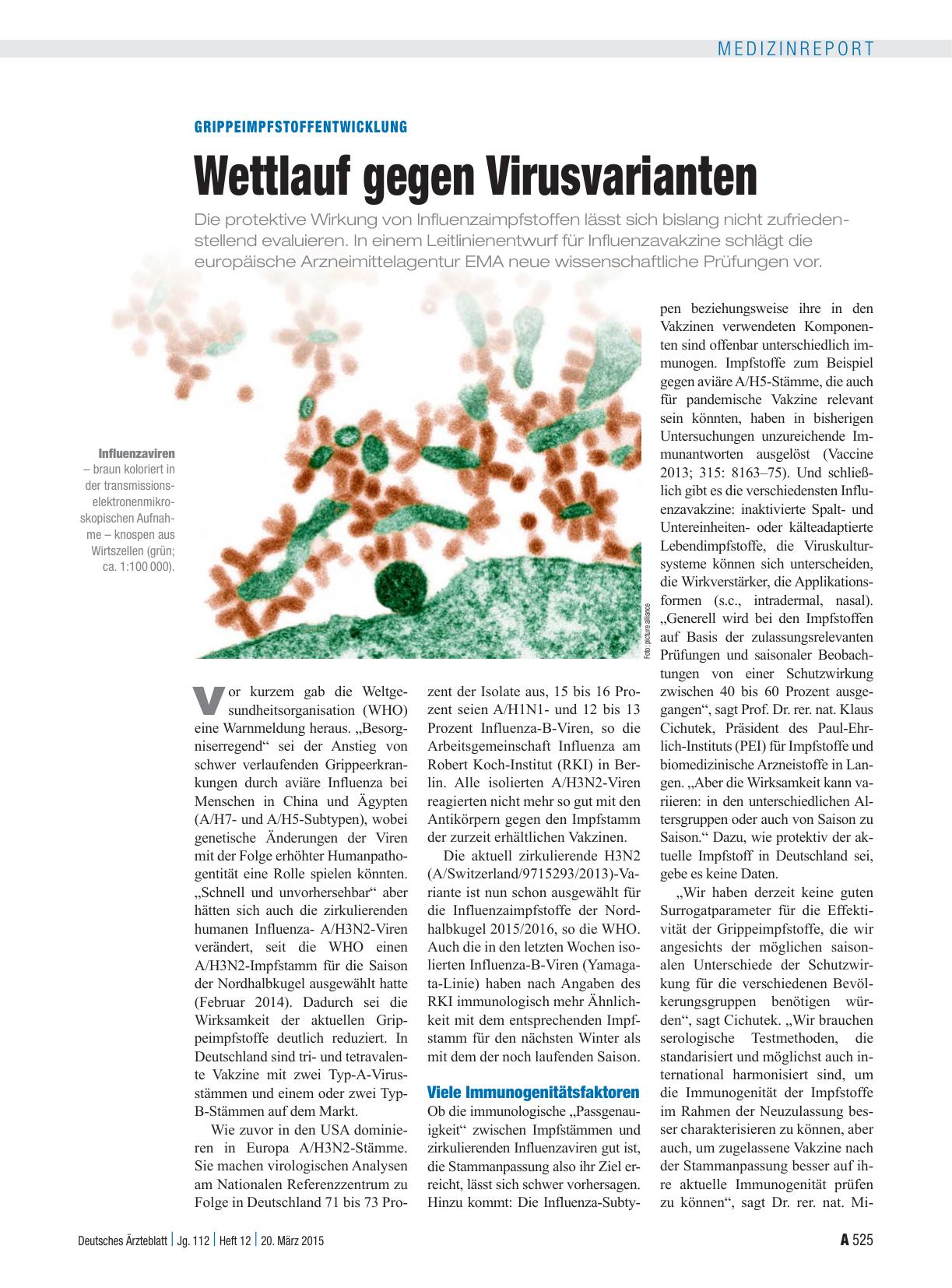 Vorschauseite 1: Grippeimpfstoffentwicklung: Wettlauf gegen Virusvarianten