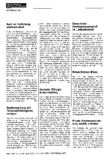 Vorschauseite 1: Bundesregierung will Transplantationsgesetz vorlegen