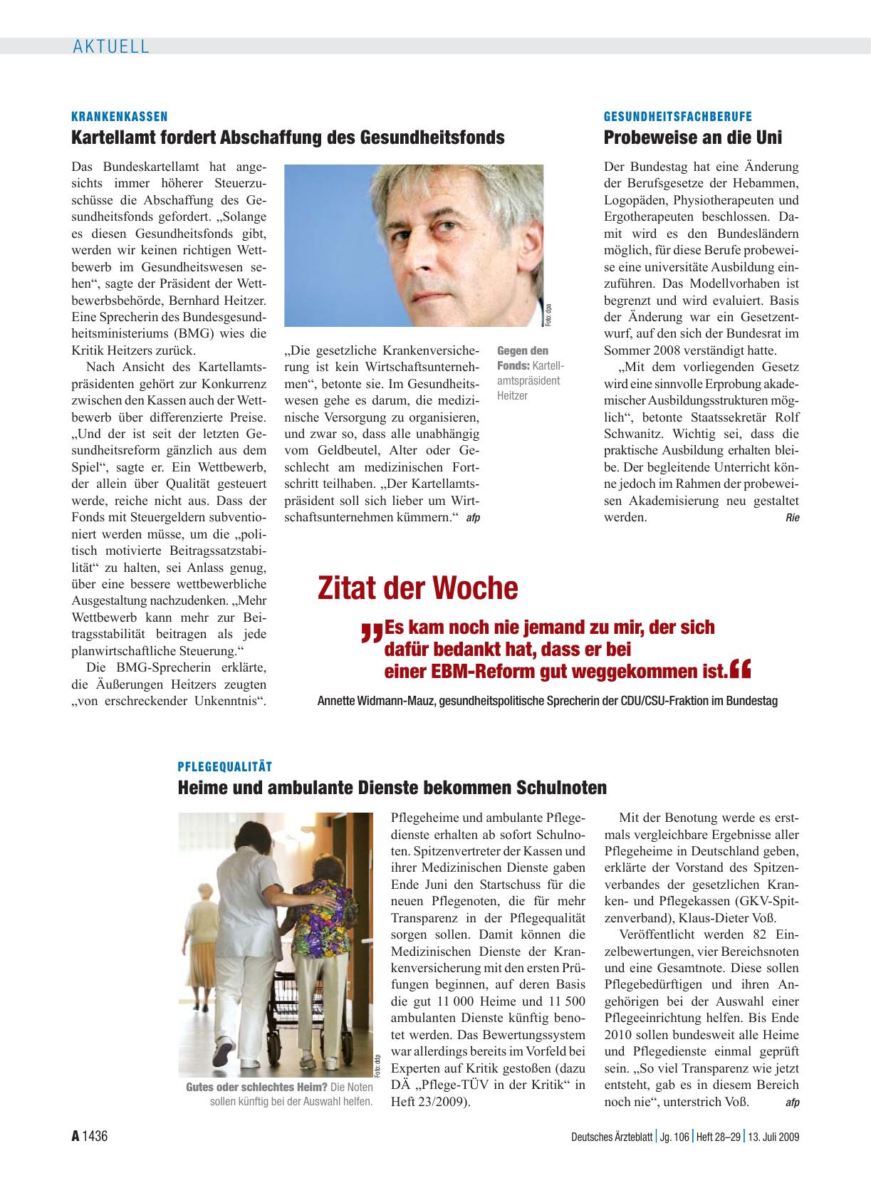 Vorschauseite 1: Pflegequalität: Heime und ambulante Dienste bekommen Schulnoten