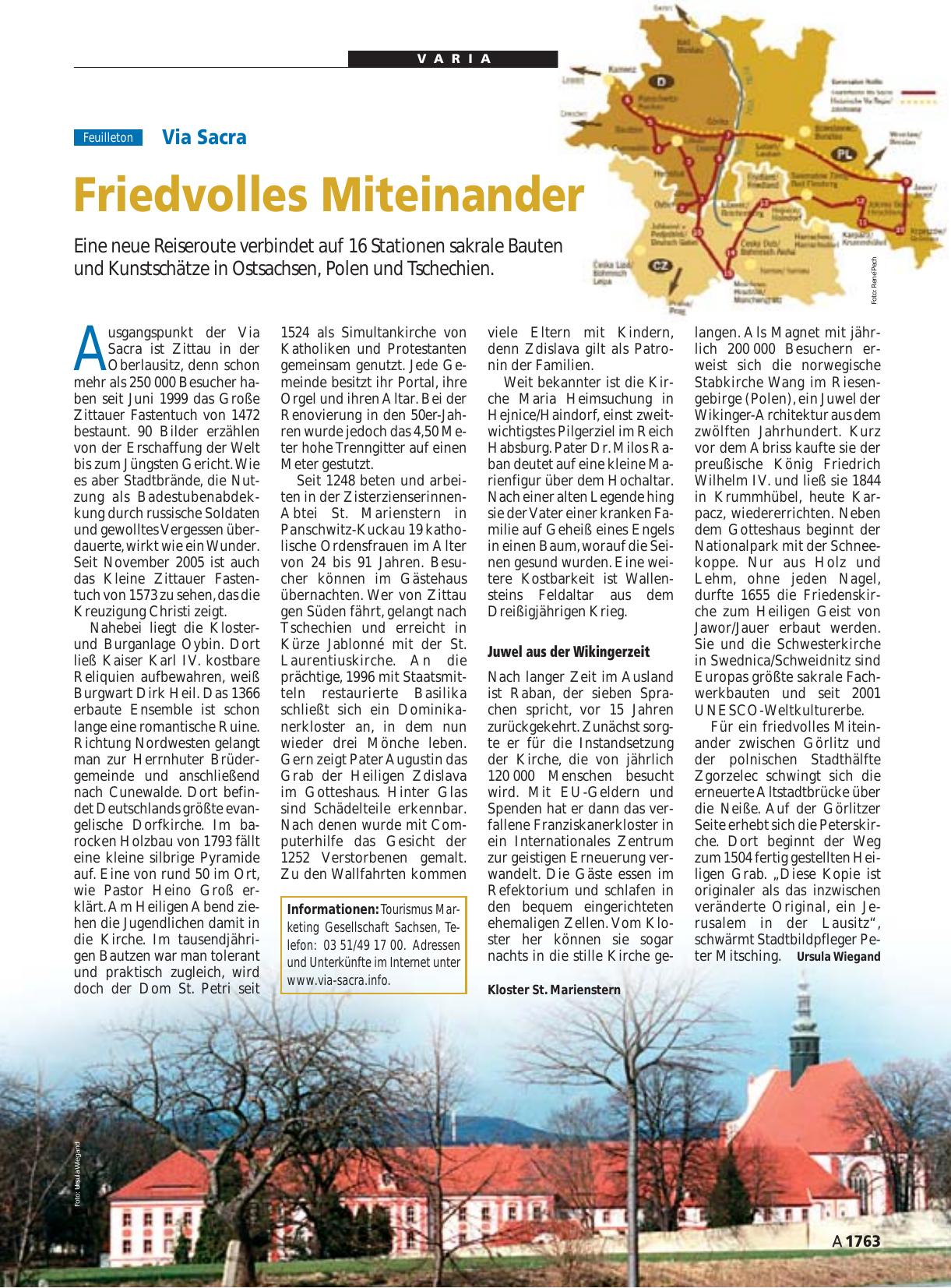 Vorschauseite 1: Via Sacra: Friedvolles Miteinander