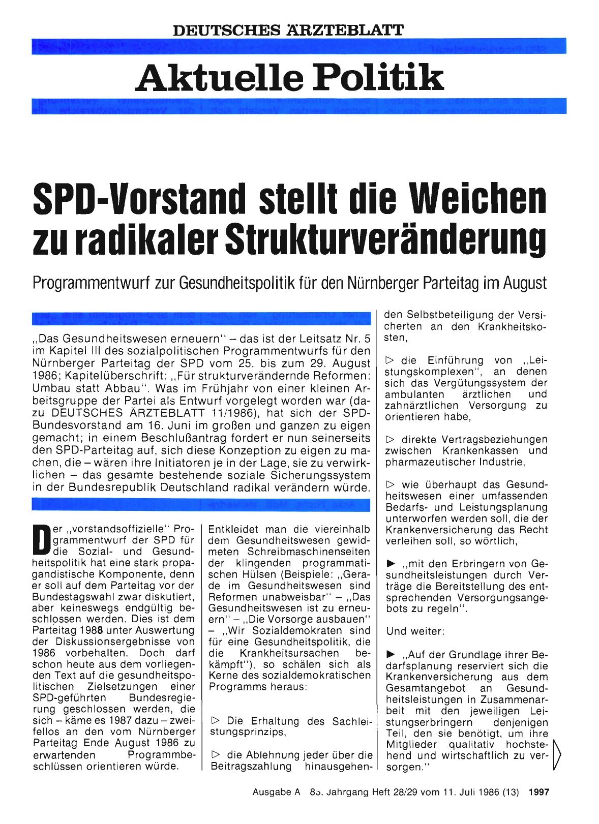 Vorschauseite 1: SPD-Vorstand stellt die Weichen zu radikaler Strukturveränderung