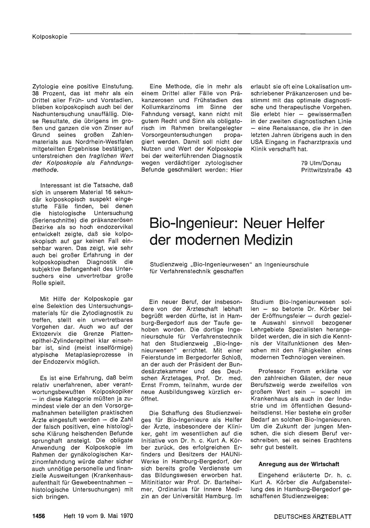 Vorschauseite 1: Bio-Ingenieur: Neuer Helfer der modernen Medizin