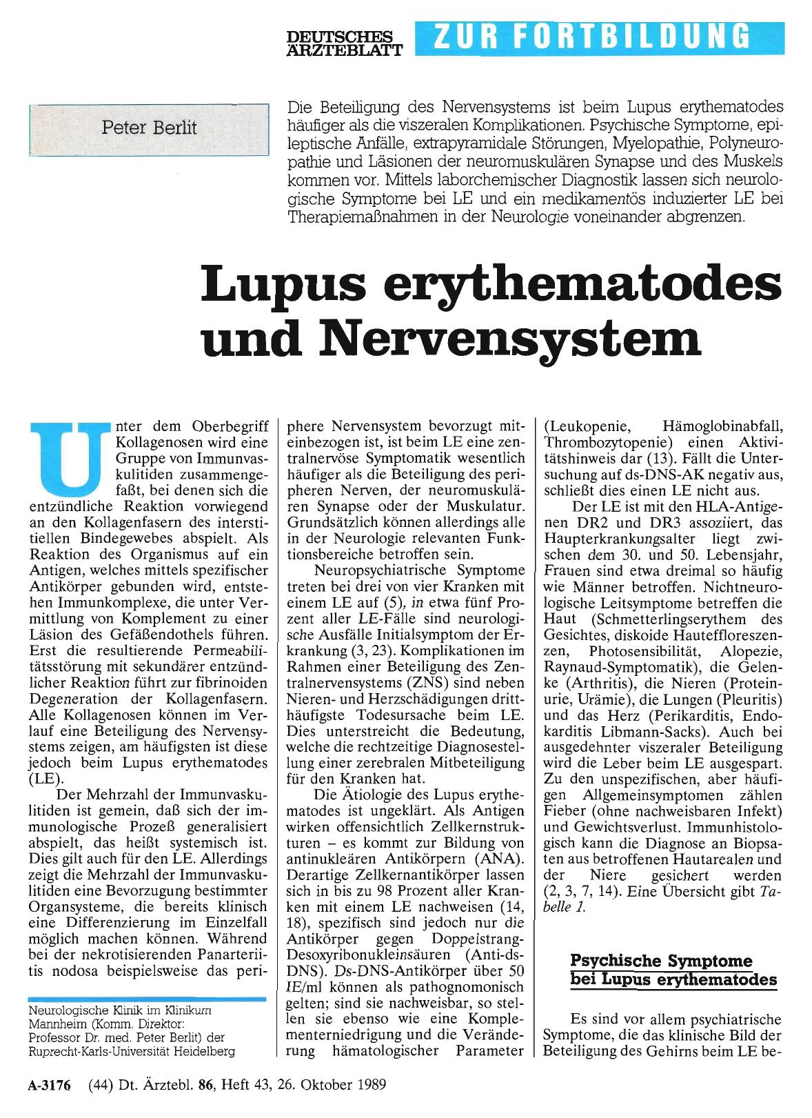 Vorschauseite 1: Lupus erythematodes und Nervensystem