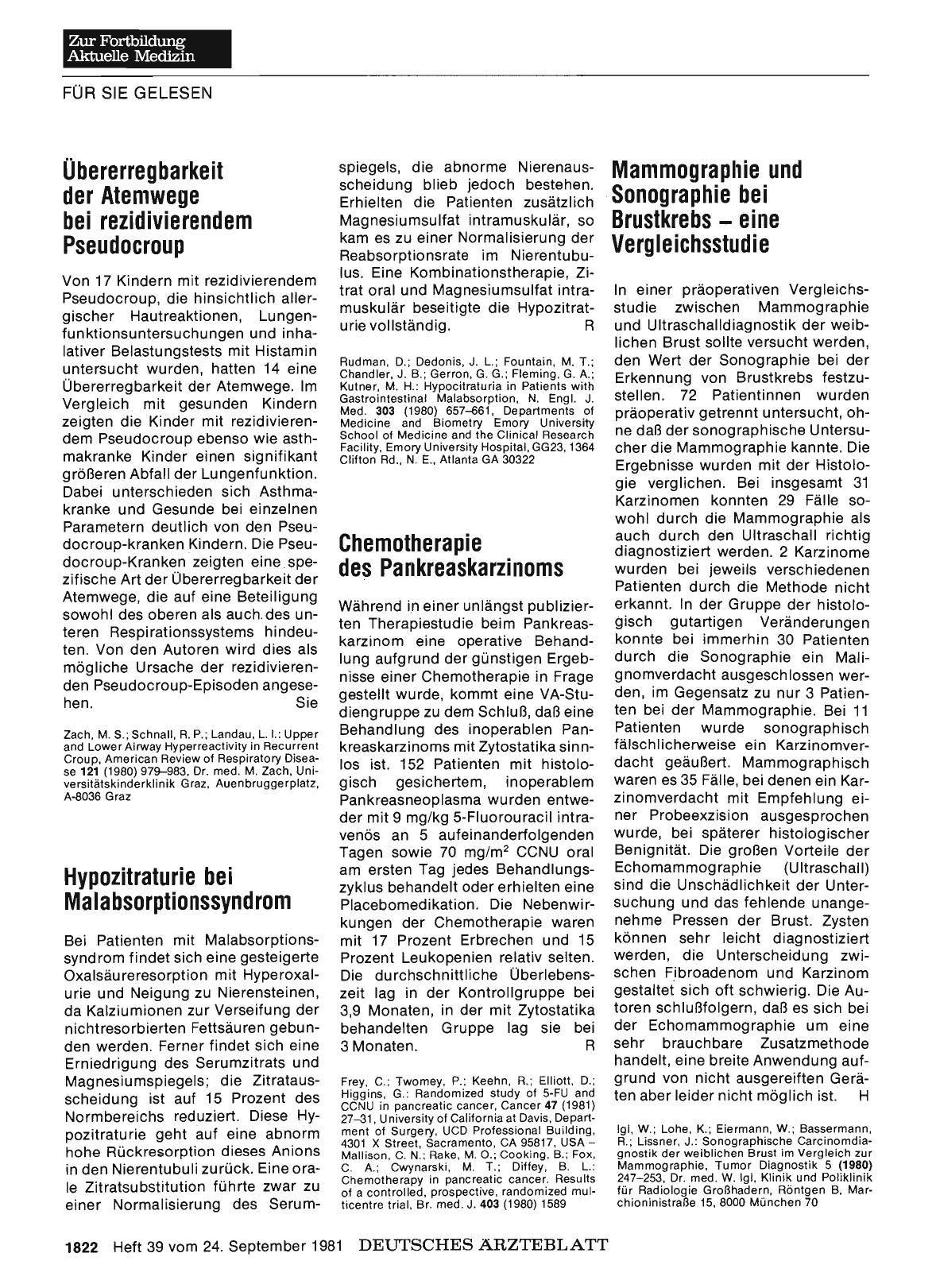 Vorschauseite 1: Hypozitraturie bei Malabsorptionssyndrom