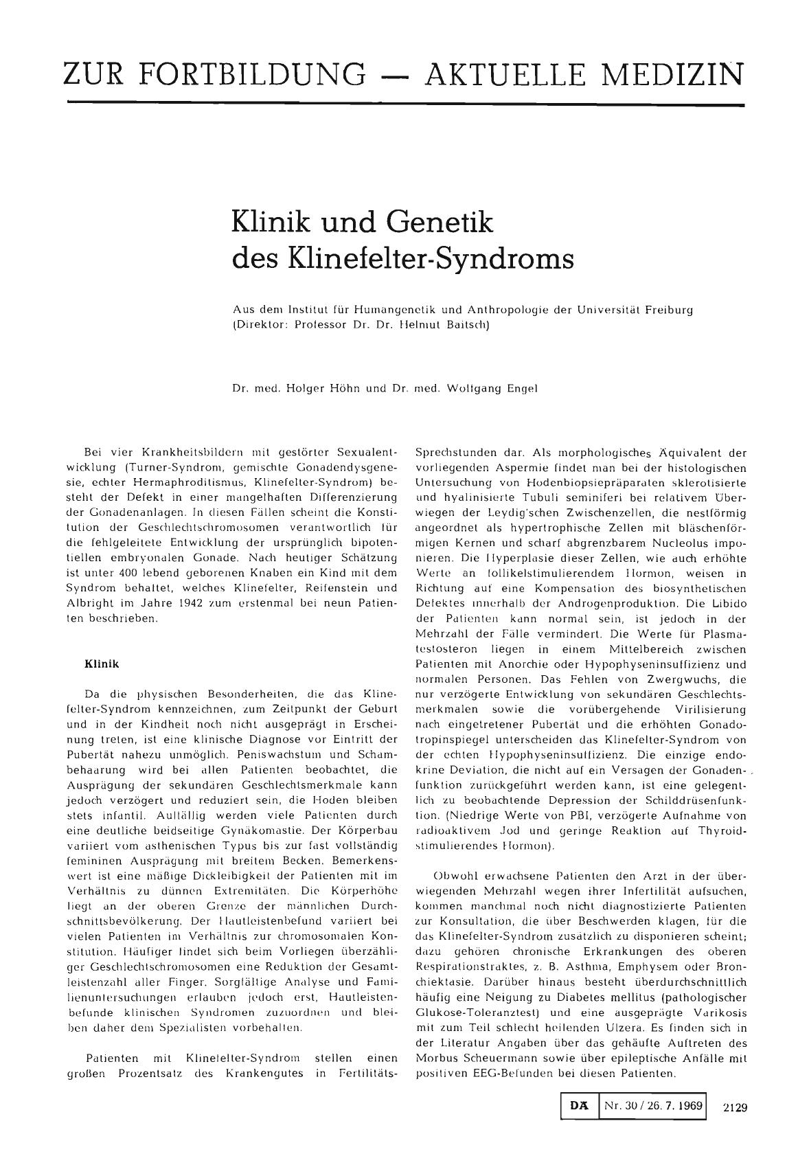 Vorschauseite 1: Klinik und Genetik des Klinefelter-Syndroms