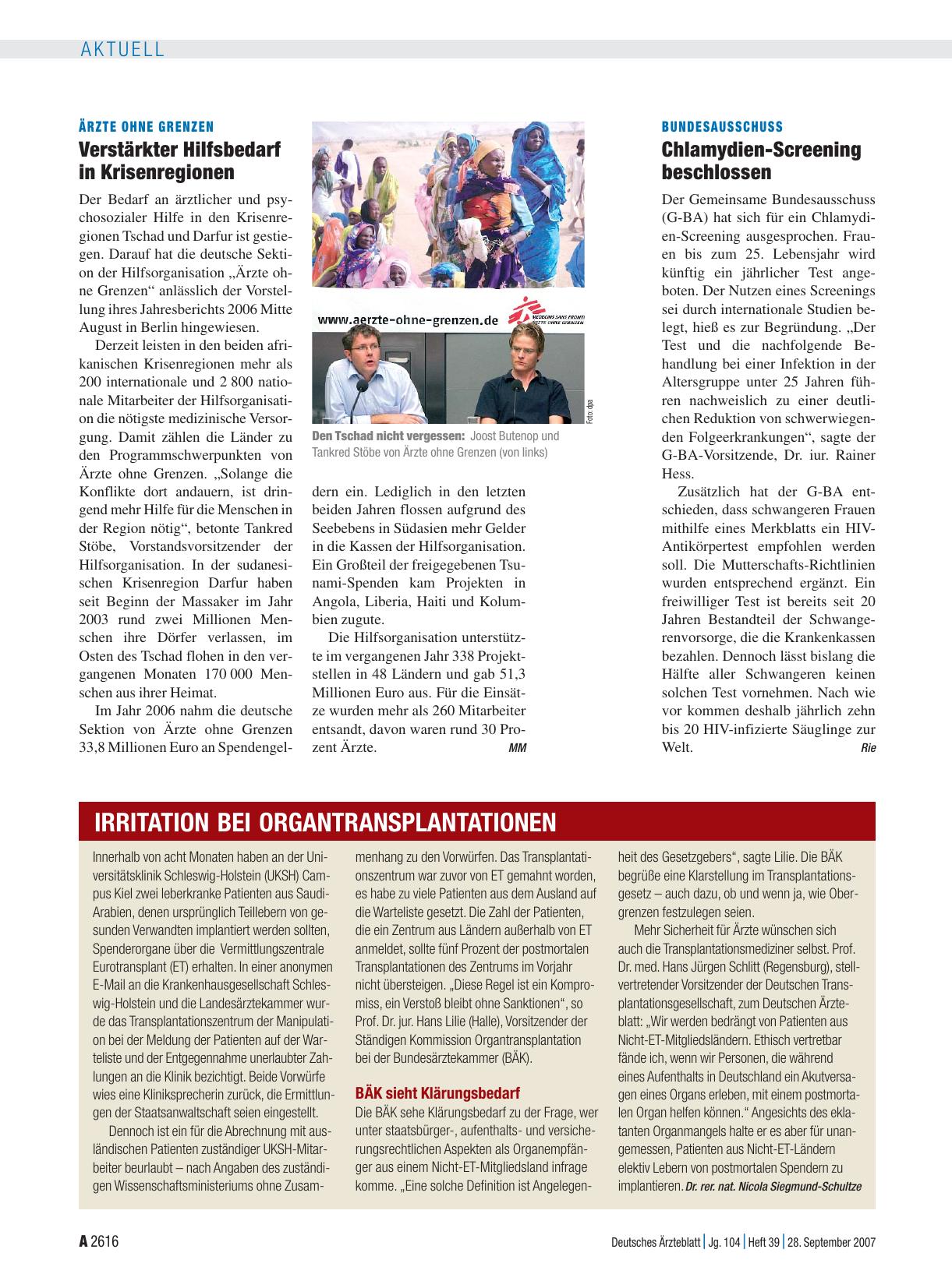 Vorschauseite 1: Bundesausschuss: Chlamydien-Screening beschlossen