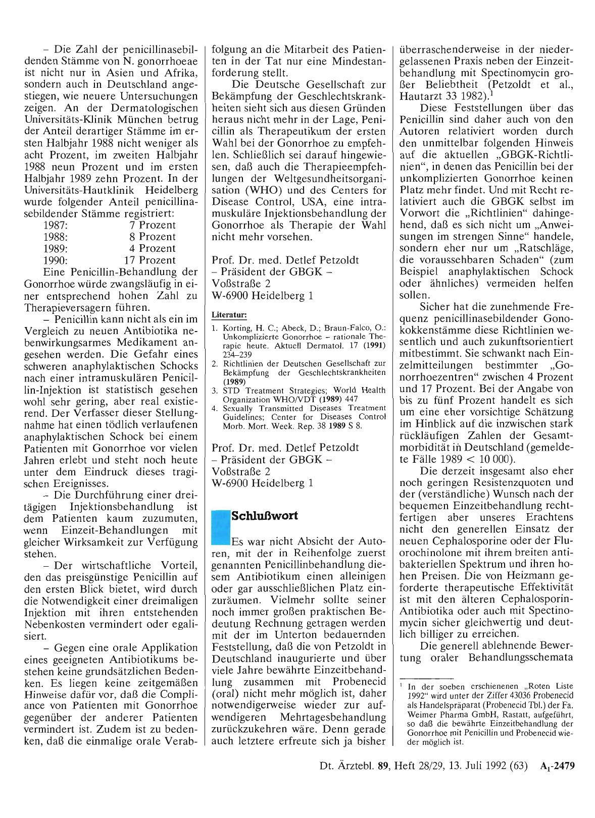 Vorschauseite 1: Gonorrhoe und postgonorrhoische Urethritis: Schlußwort