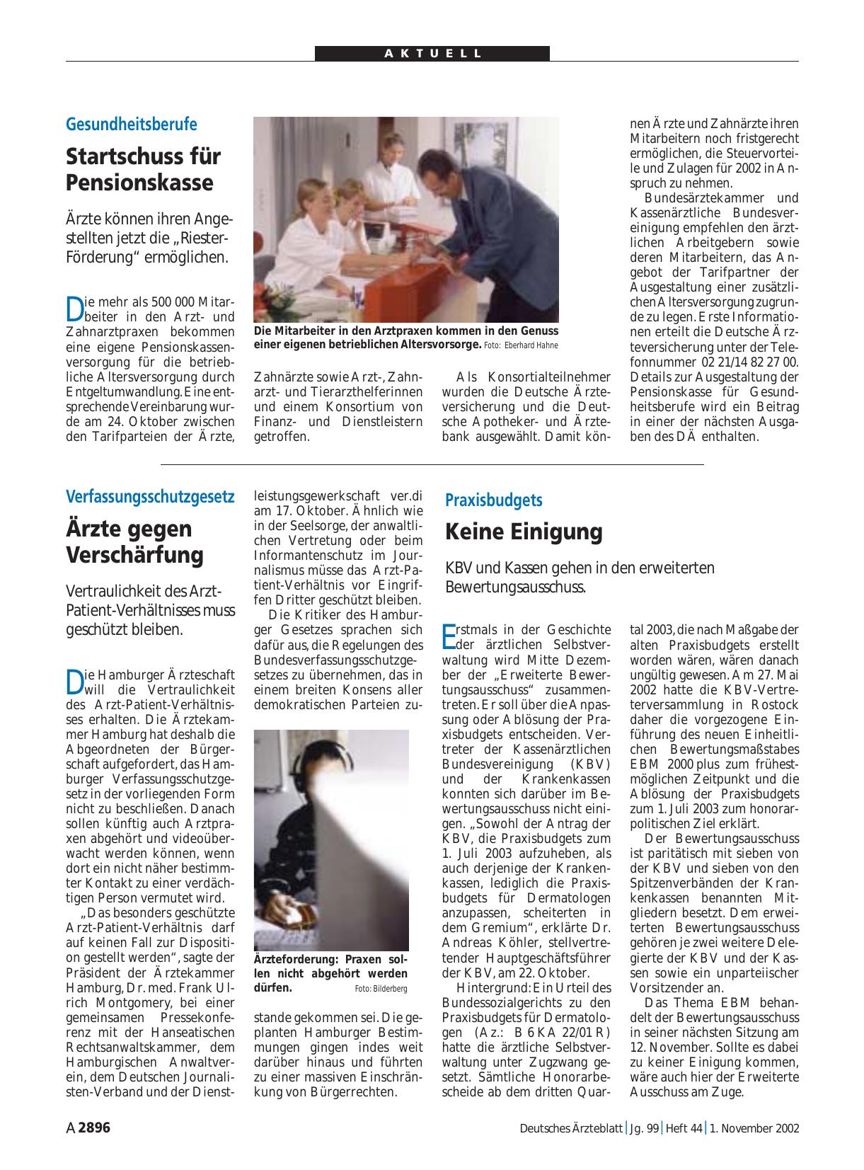 Vorschauseite 1: Verfassungsschutzgesetz: Ärzte gegen Verschärfung