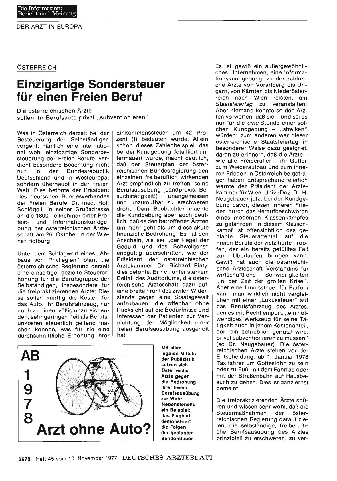 Vorschauseite 1: ÖSTERREICH: Einzigartige Sondersteuer für einen Freien Beruf