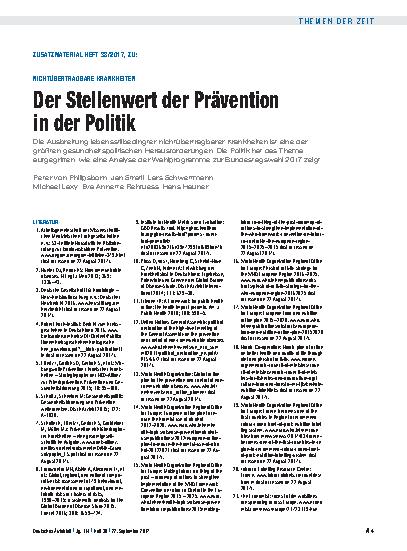 Vorschauseite 4: Nichtübertragbare Krankheiten: Der Stellenwert der Prävention in der Politik