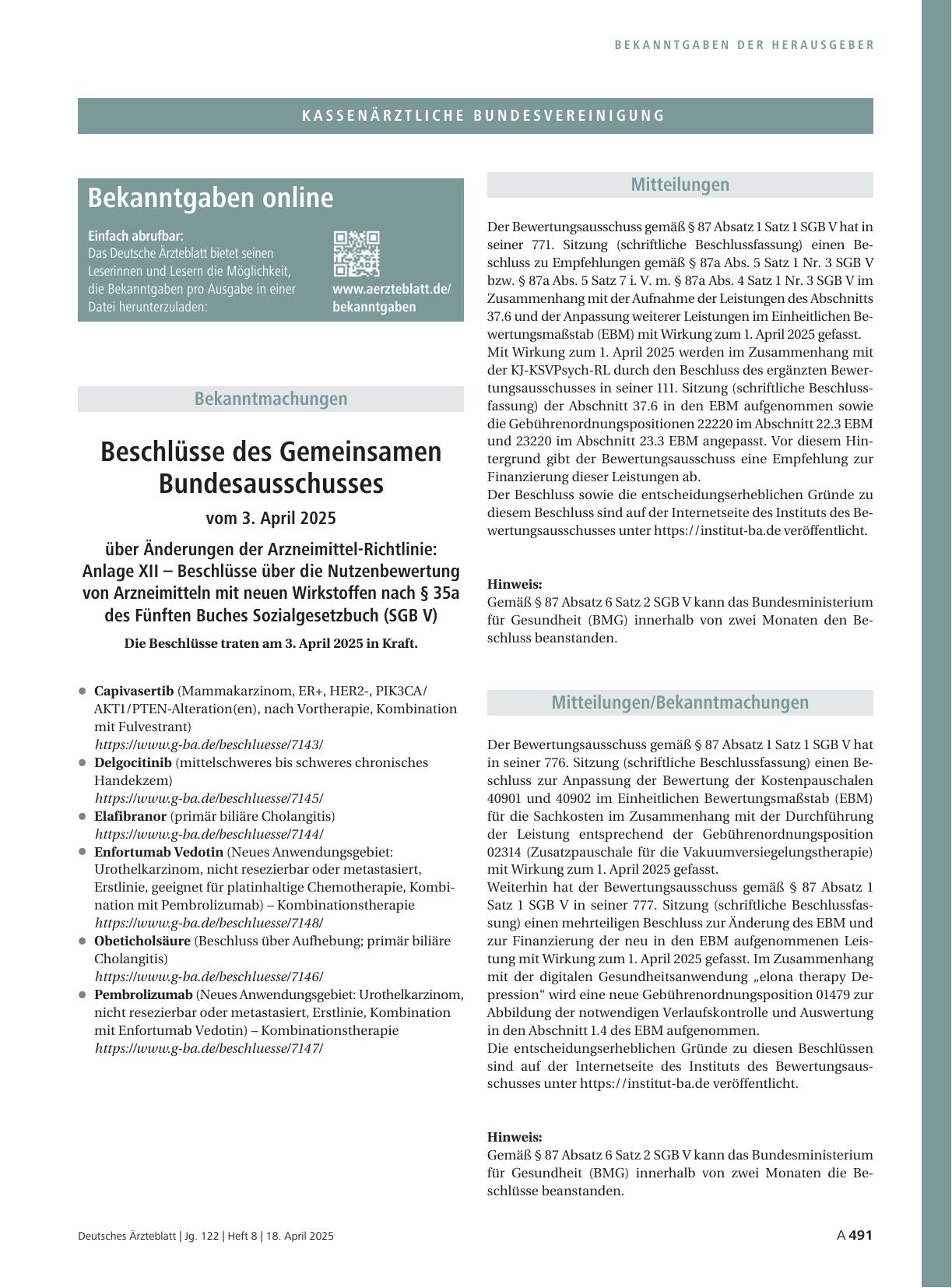 Vorschauseite 1: Mitteilungen/Bekanntmachungen
