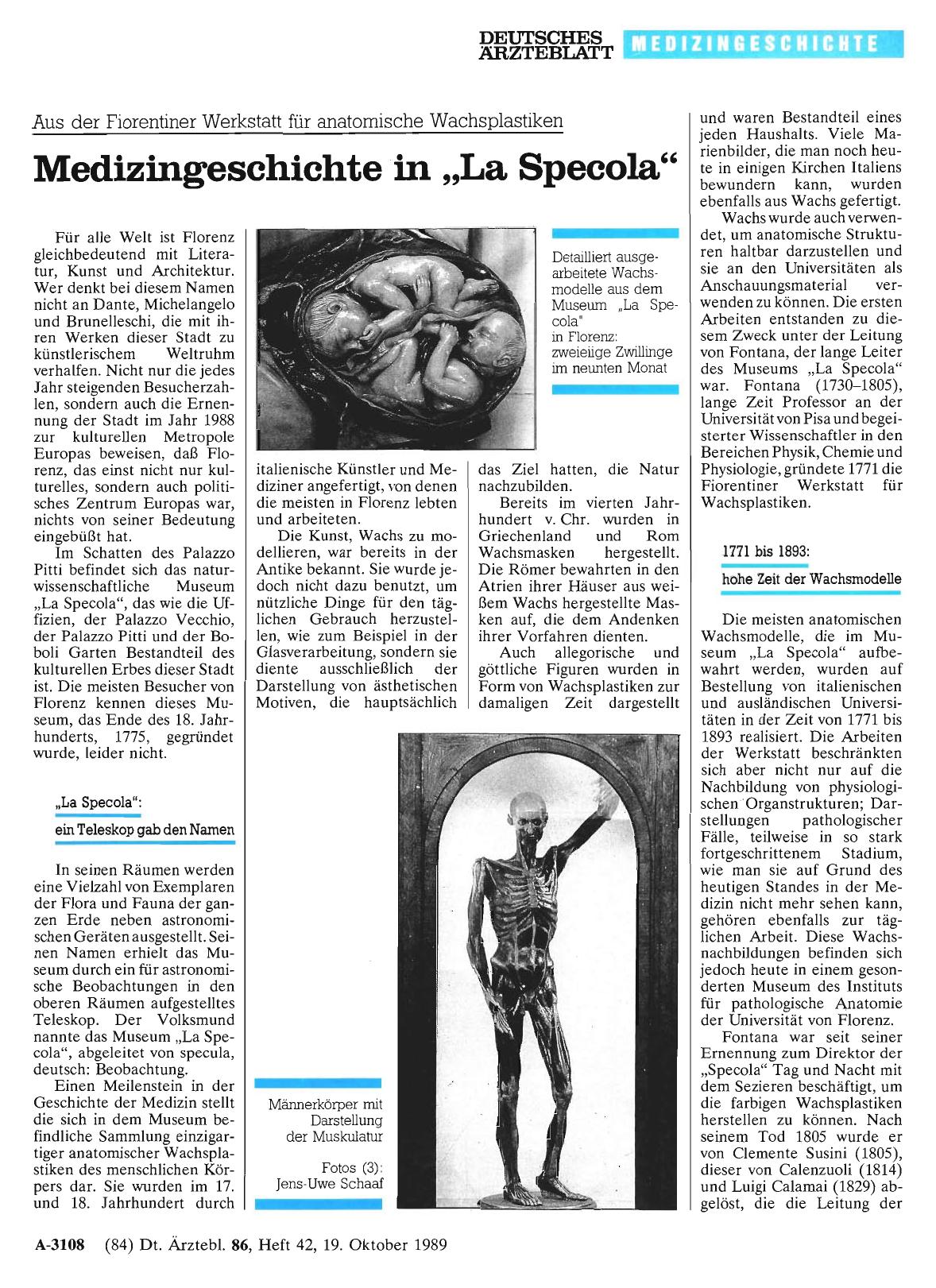 Vorschauseite 1: Medizingeschichte in „La Specola“