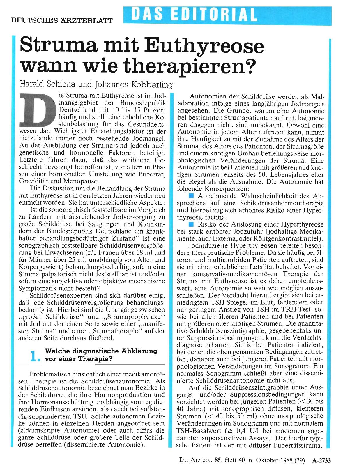 Vorschauseite 1: Struma mit Euthyreose wann wie therapieren?