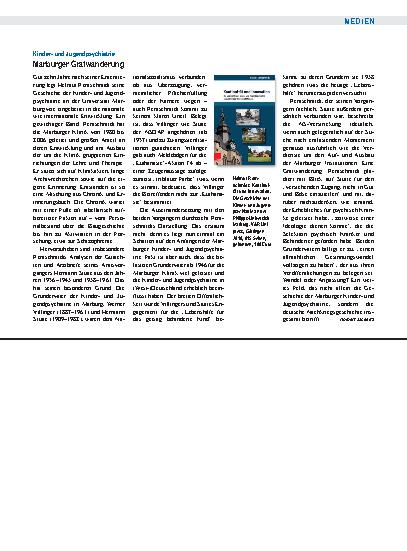 Vorschauseite 1: Kinderund Jugendpsychiatrie: Marburger Gratwanderung