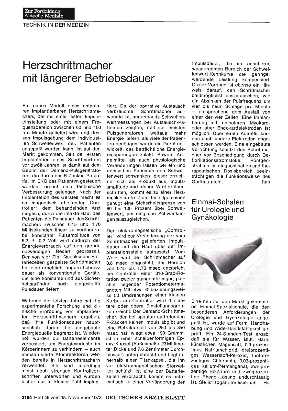 Vorschauseite 1: Herzschrittmacher mit längerer Betriebsdauer