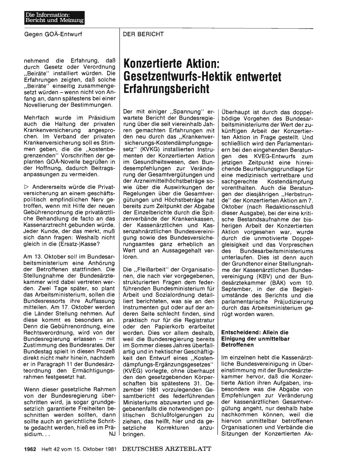 Vorschauseite 1: Sondersitzung des Präsidiums des Deutschen Ärztetages: Einstimmig gegen den Gebührenordnungs-Entwurf aus dem Arbeitsministerium (Teil 2)