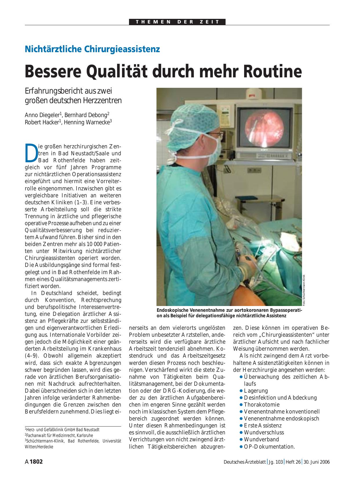 Vorschauseite 1: Nichtärztliche Chirurgieassistenz: Bessere Qualität durch mehr Routine