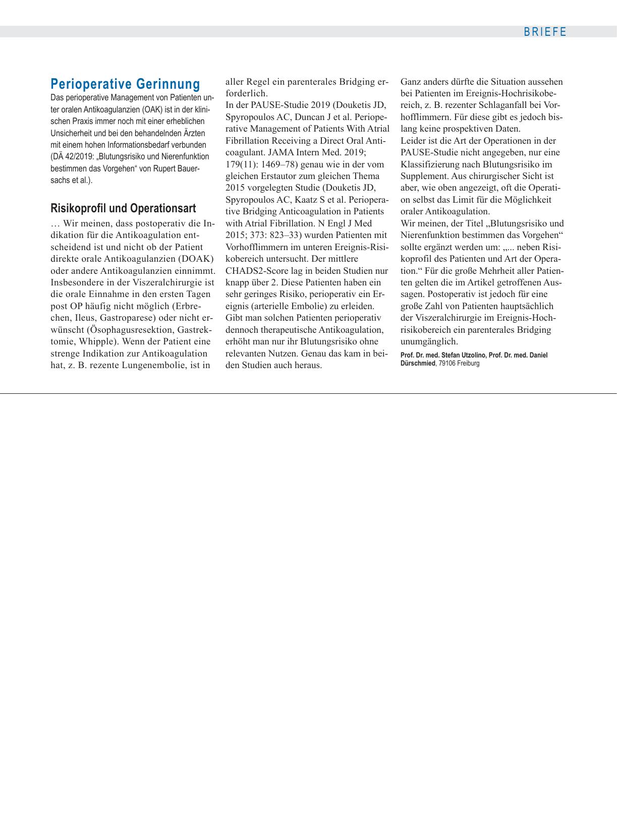 Vorschauseite 1: Perioperative Gerinnung: Risikoprofil und Operationsart