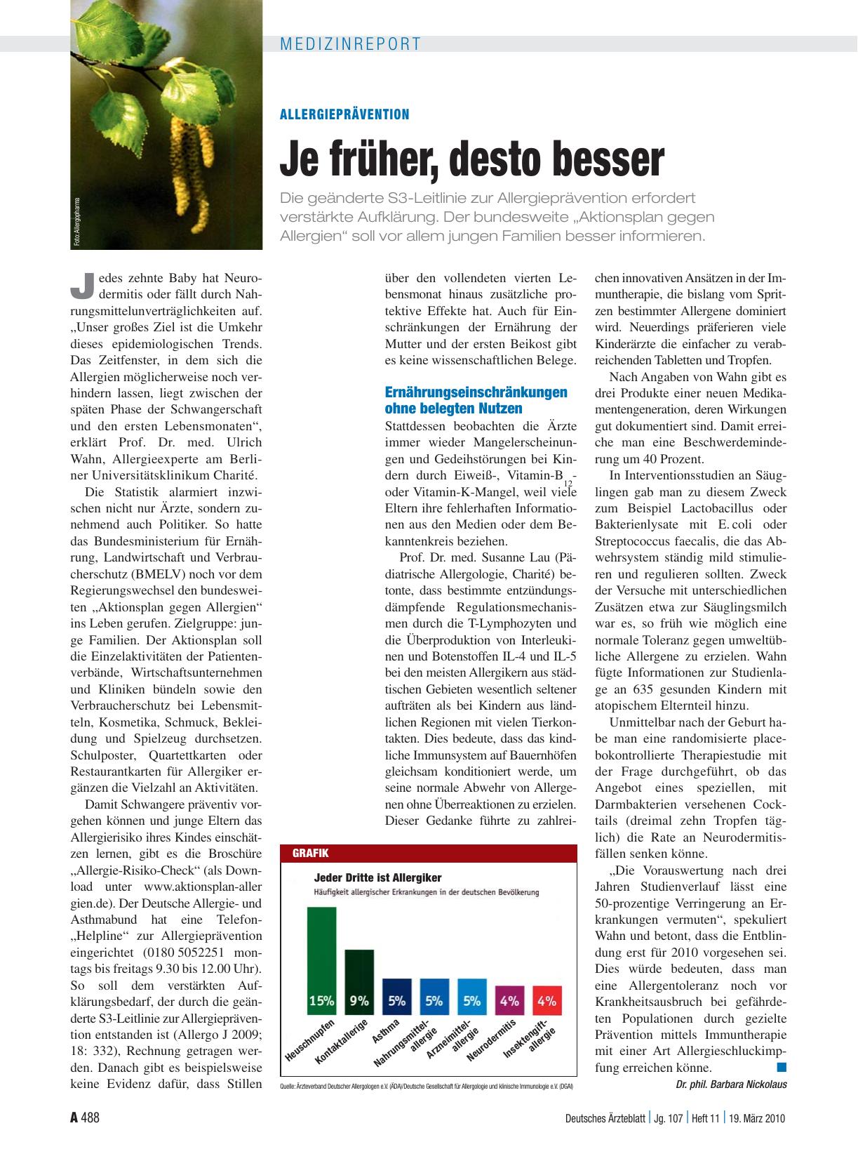 Vorschauseite 1: Allergieprävention: Je früher, desto besser