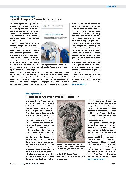 Vorschauseite 1: Medizingeschichte: Ausstellung zur Wahrnehmung des Körperinneren