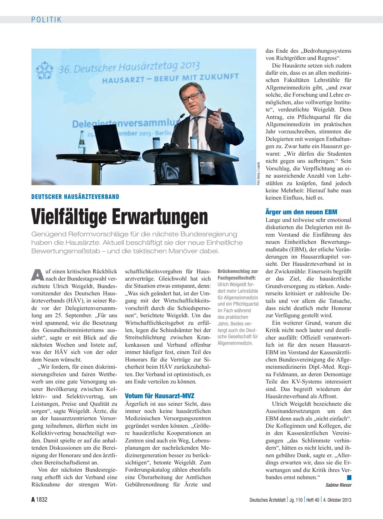 Vorschauseite 1: Deutscher Hausärzteverband: Vielfältige Erwartungen