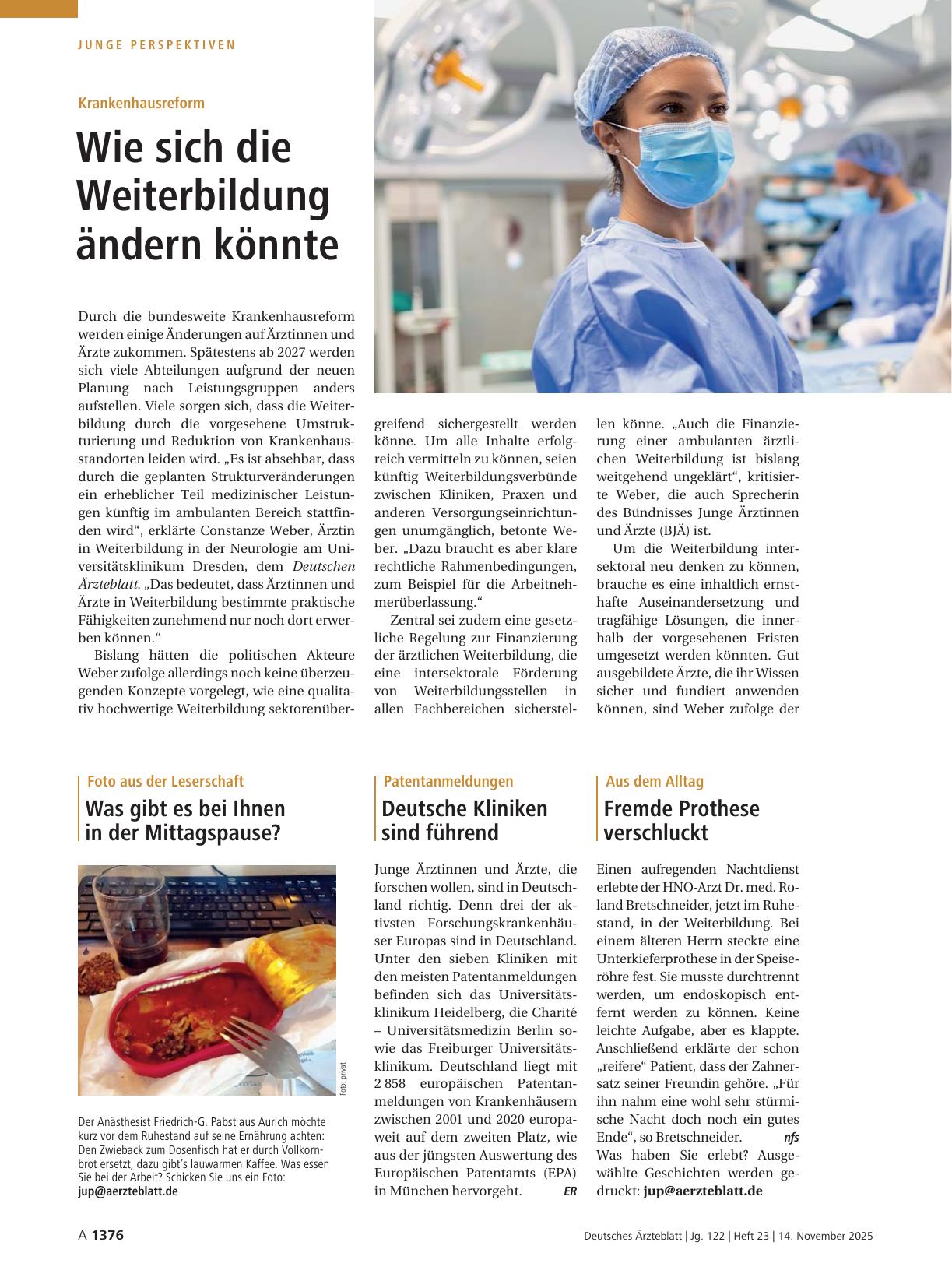 Vorschauseite 1: Patentanmeldungen: Deutsche Kliniken sind führend