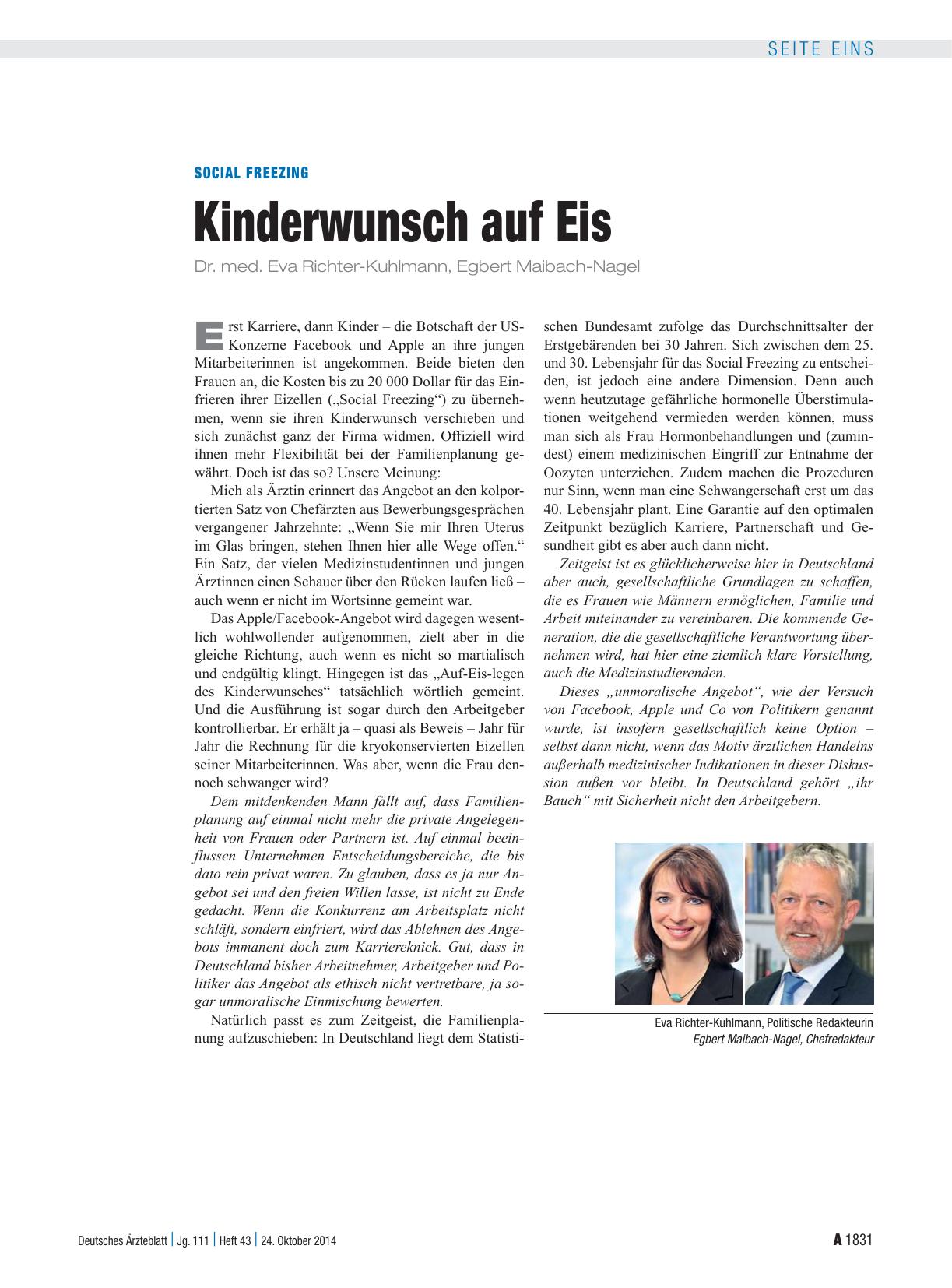 Vorschauseite 1: Social Freezing: Kinderwunsch auf Eis
