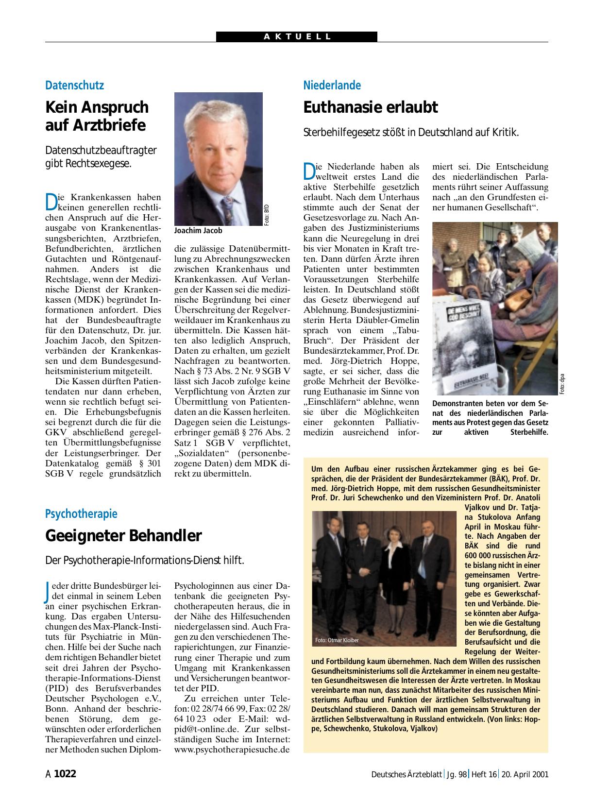 Vorschauseite 1: Datenschutz: Kein Anspruch auf Arztbriefe