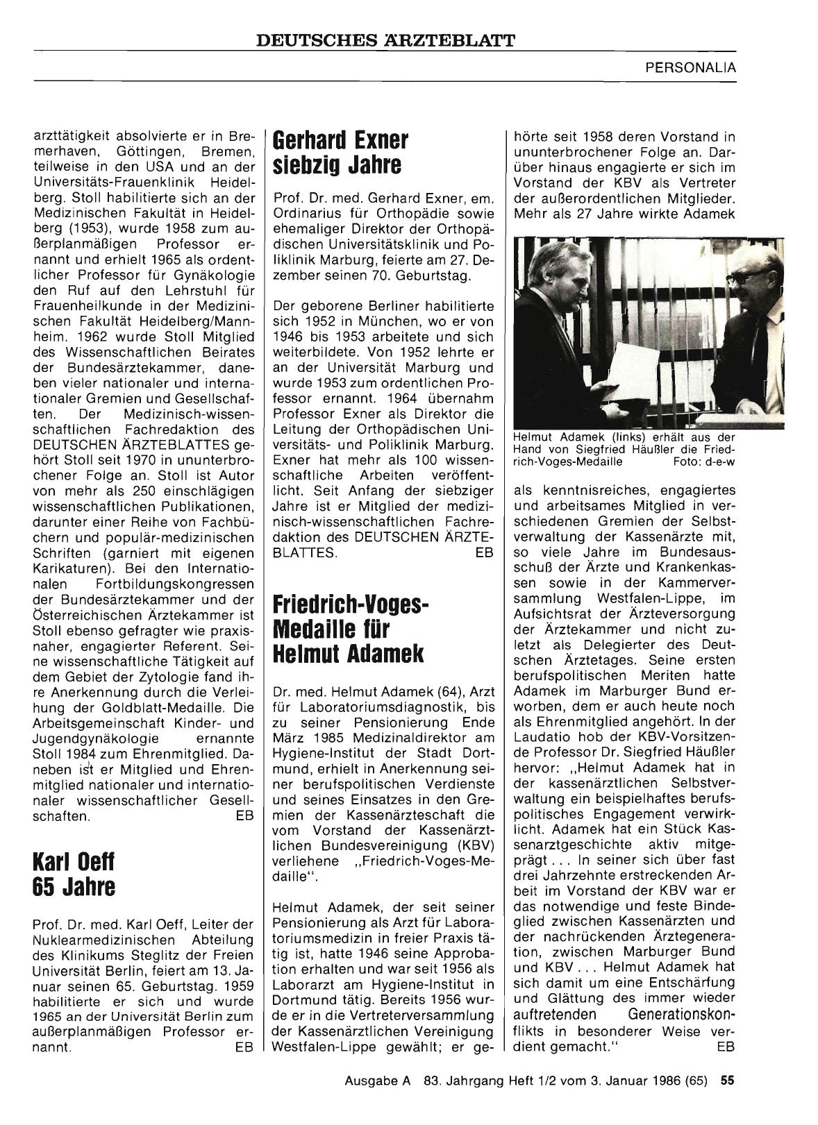 Vorschauseite 1: Friedrich-Voges-Medaille für Helmut Adamek