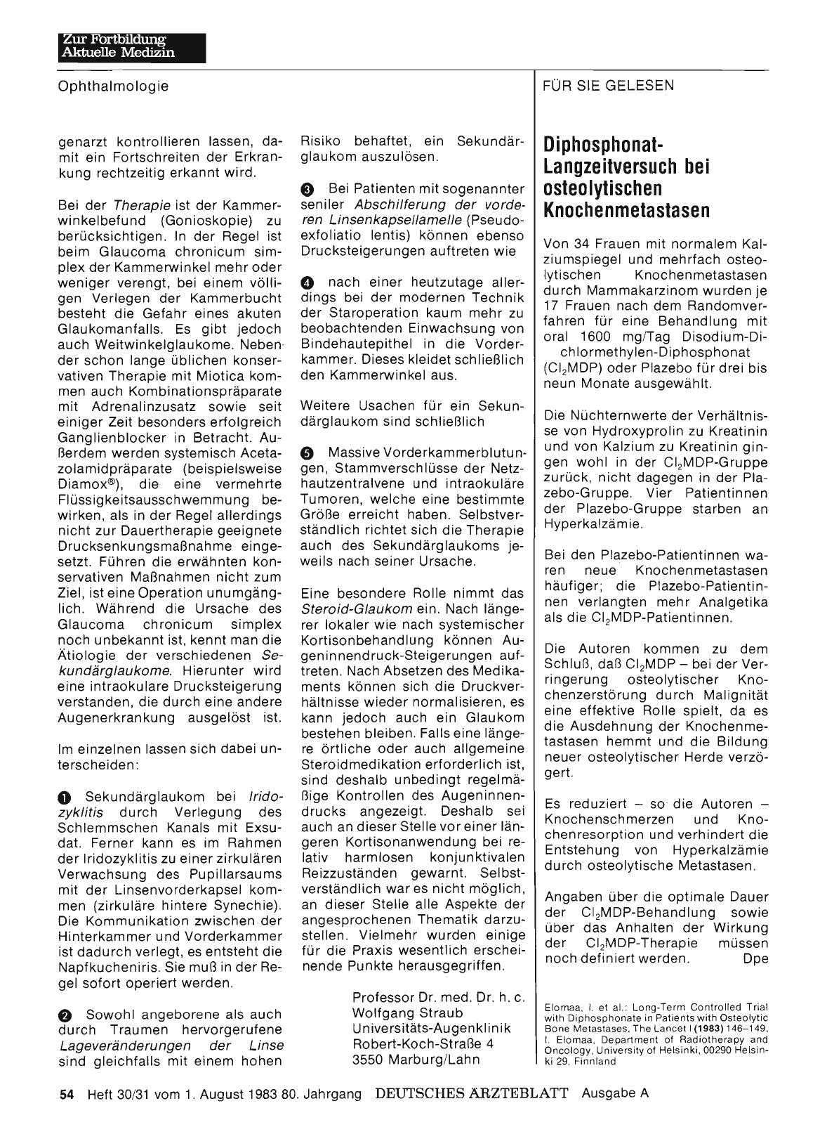 Vorschauseite 1: Diphosphonat-Langzeitversuch bei osteolytischen Knochenmetastasen