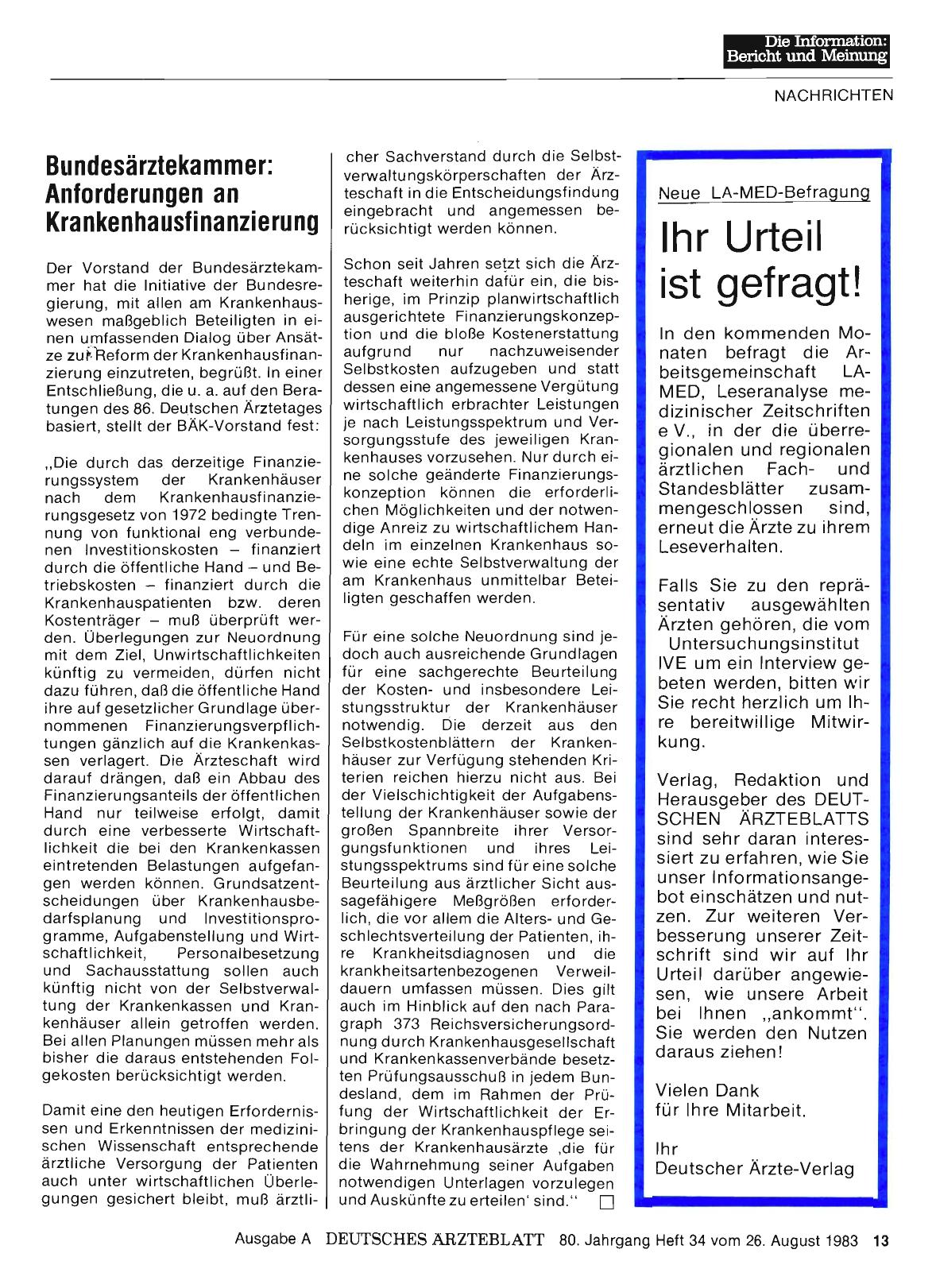 Vorschauseite 1: Neue LA-MED-Befragung
