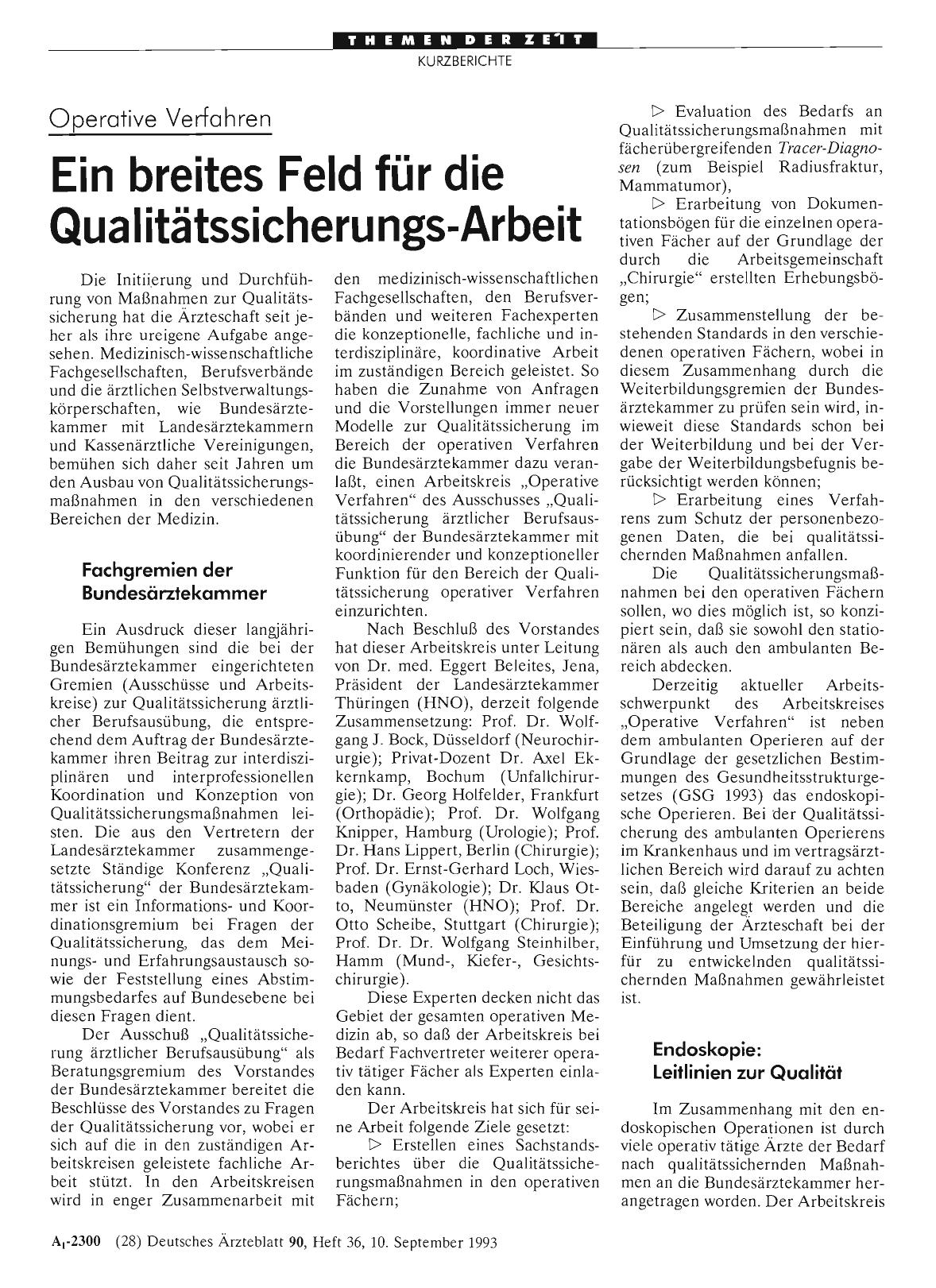 Vorschauseite 1: Operative Verfahren: Ein breites Feld für die Qualitätssicherungs-Arbeit