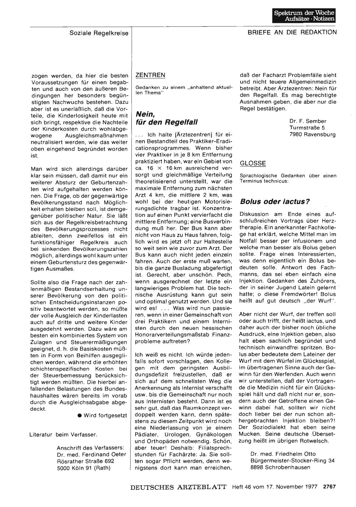 Vorschauseite 1: ZENTREN: Nein, für den Regelfall
