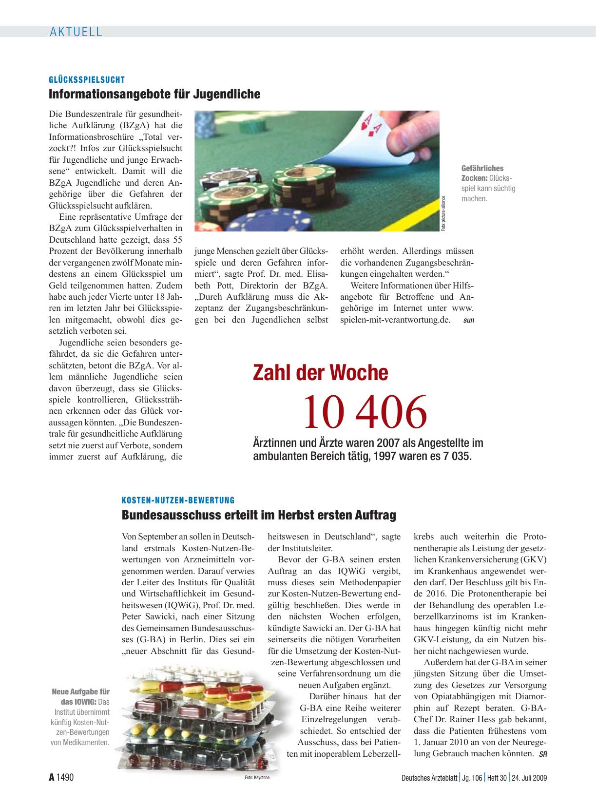 Vorschauseite 1: Glücksspielsucht: Informationsangebote für Jugendliche