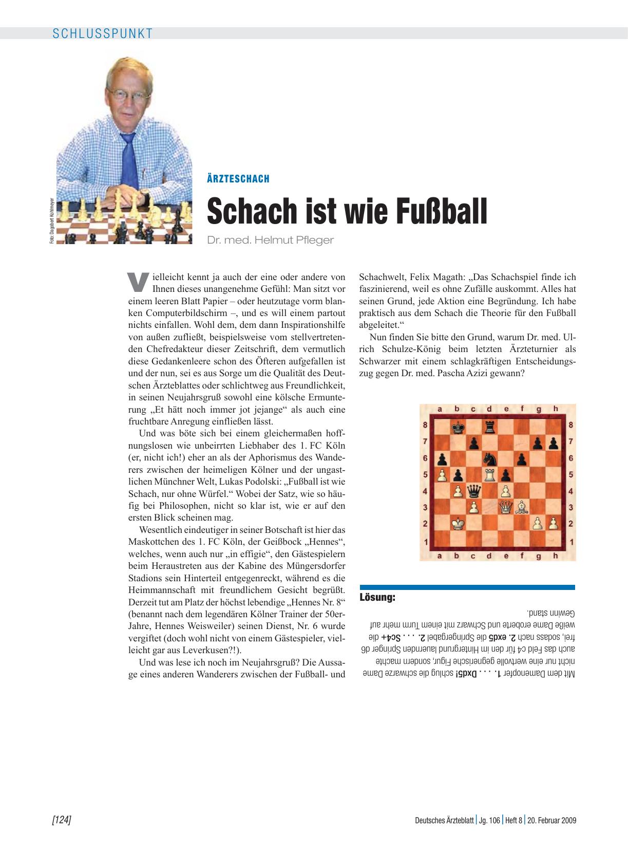 Vorschauseite 1: ÄrzteSchach: Schach ist wie Fußball