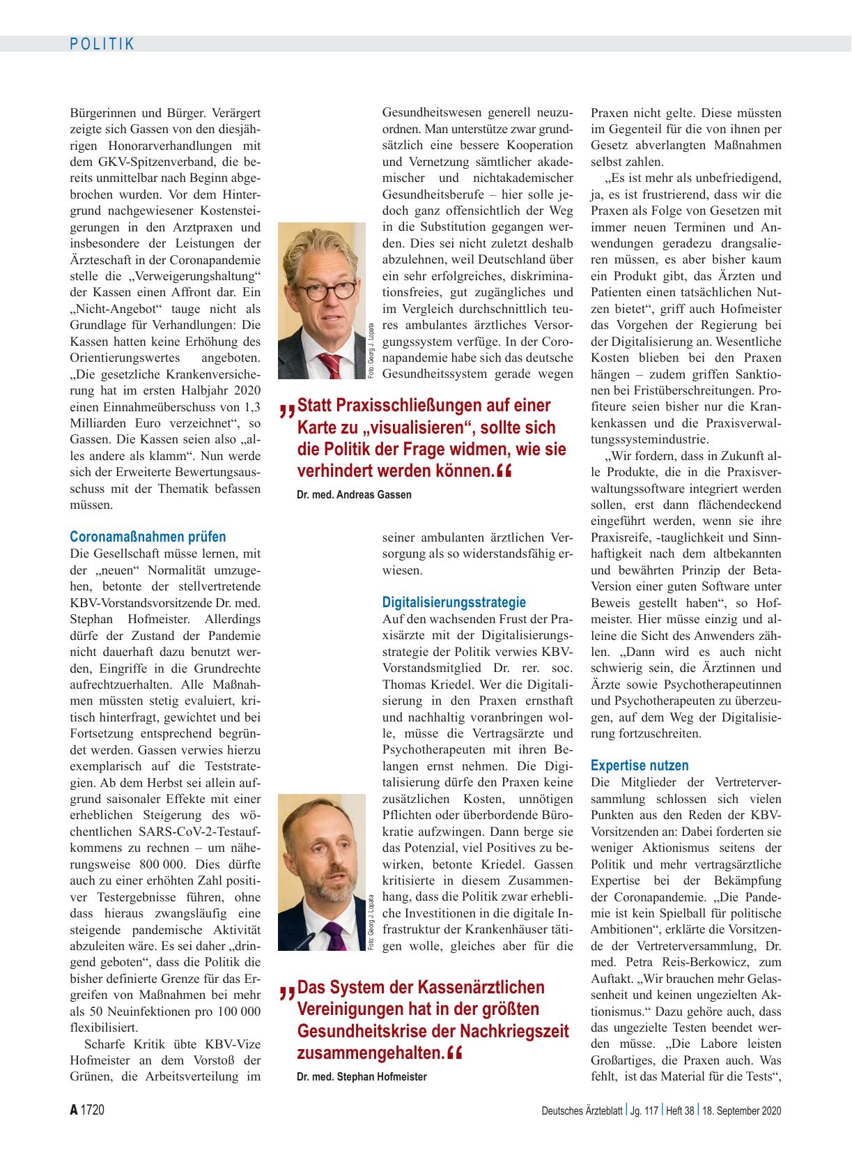 Vorschauseite 2: KBV-Vertreterversammlung: Klare Coronastrategie gefordert