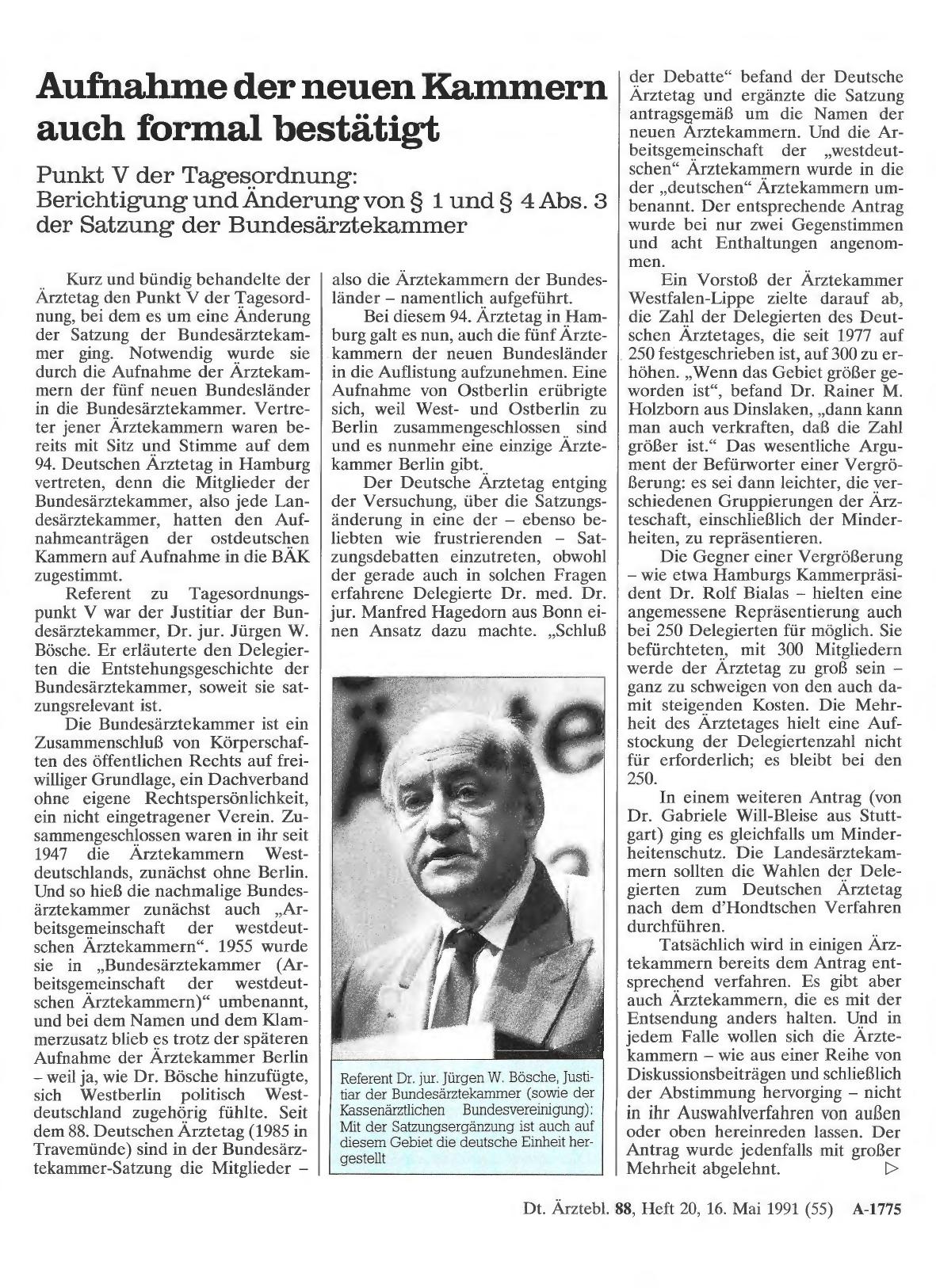 Vorschauseite 1: Aufnahme der neuen Kammern auch formal bestätigt: Punkt V der Tagesordnung