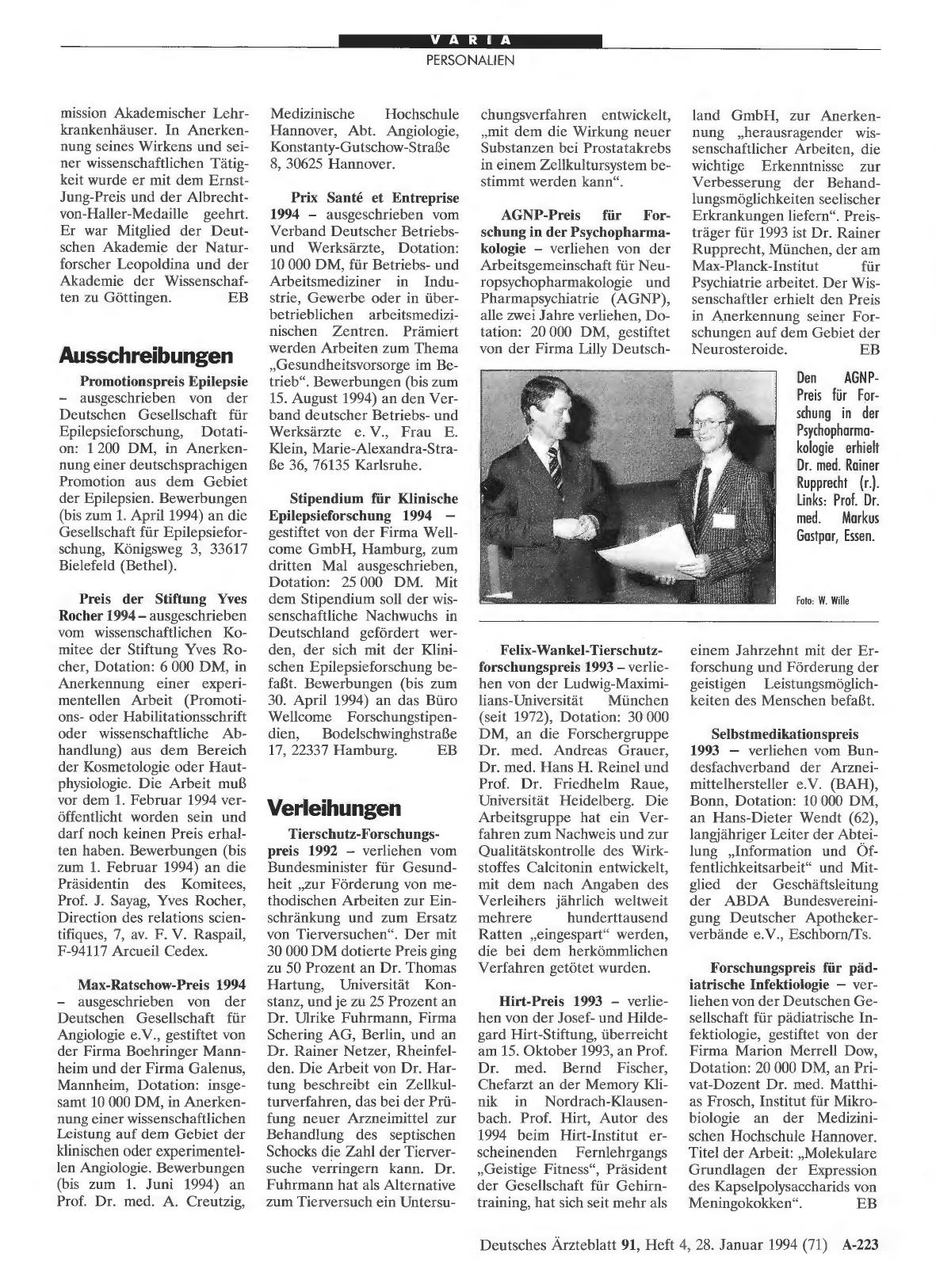 Vorschauseite 1: Verleihungen