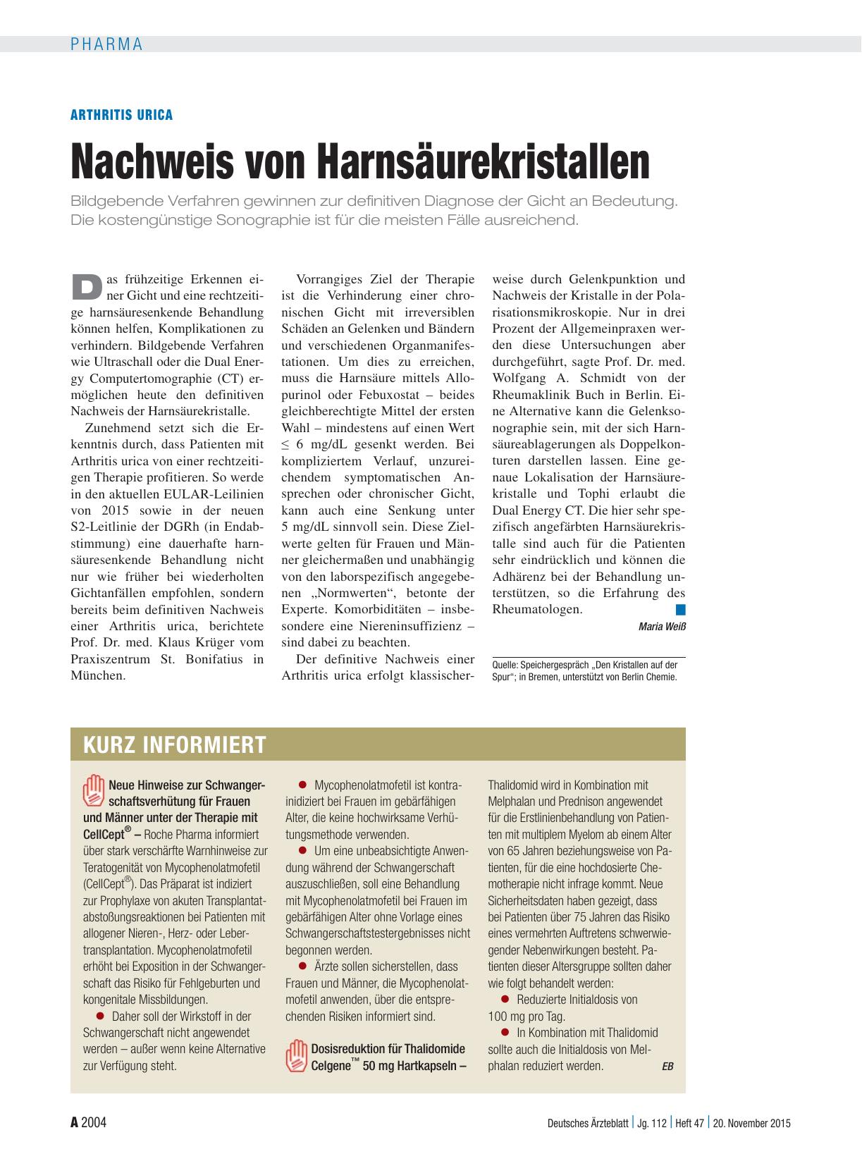 Vorschauseite 1: Arthritis urica: Nachweis von Harnsäurekristallen