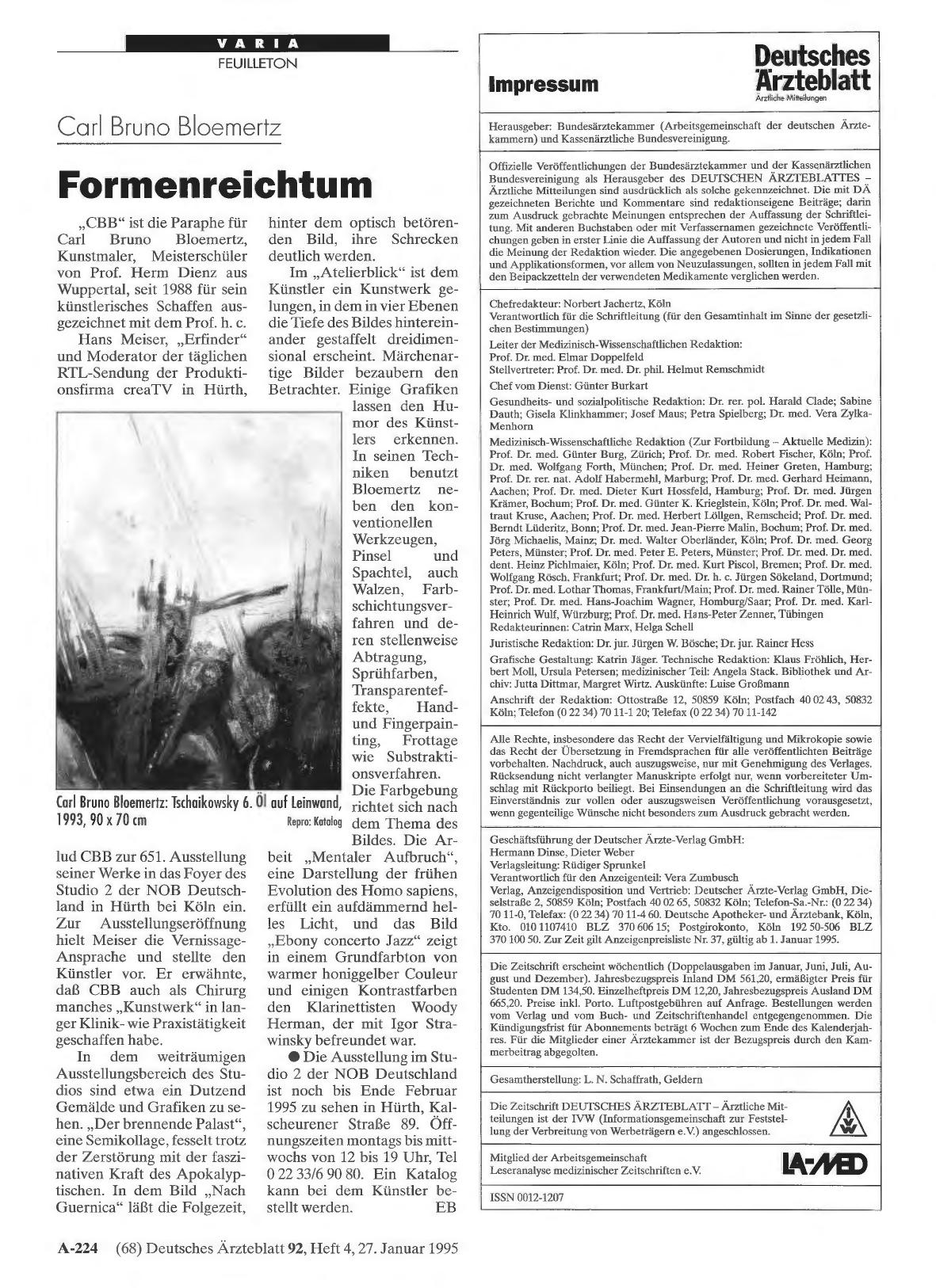 Vorschauseite 1: Carl Bruno Bloemertz: Formenreichtum