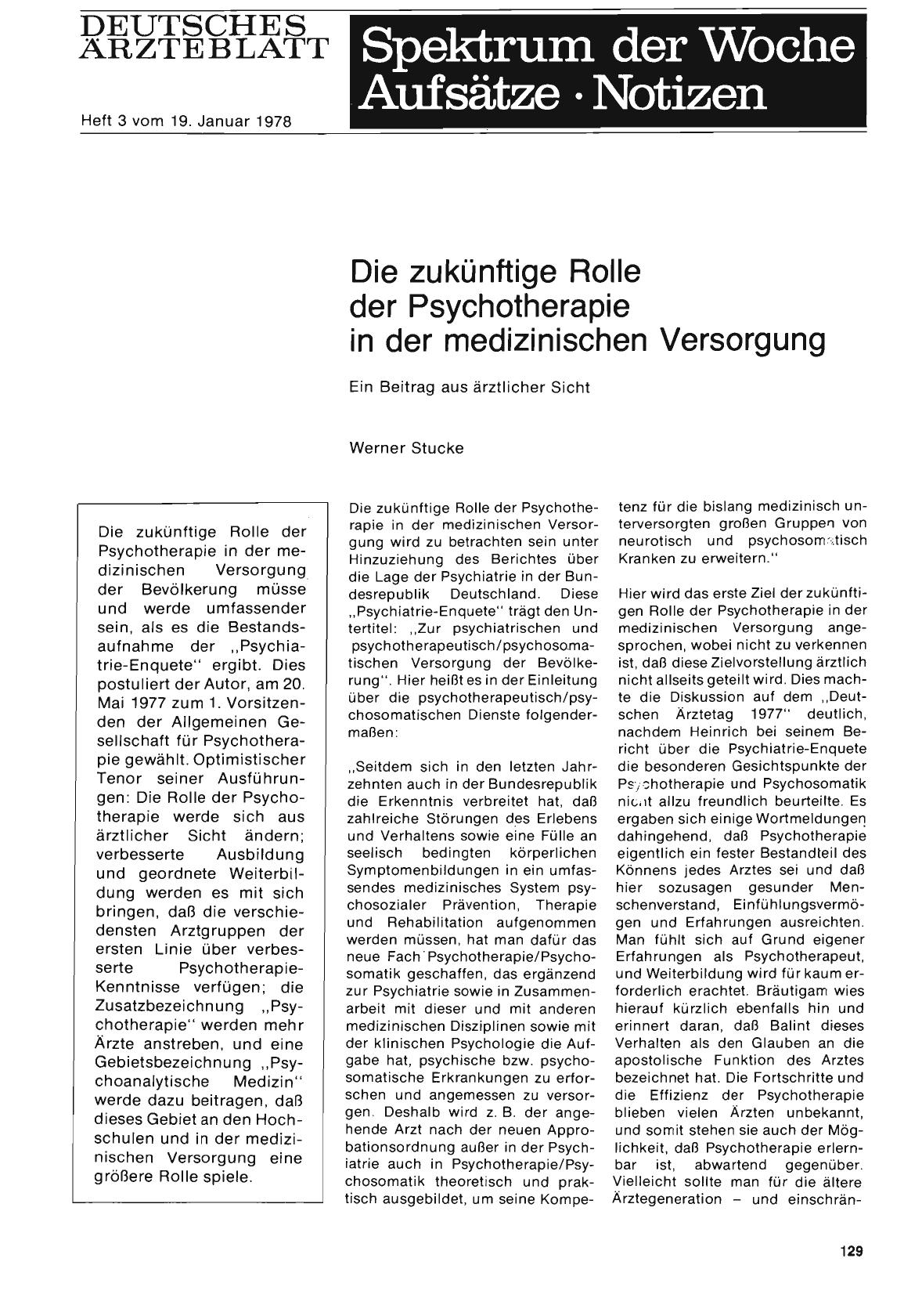Vorschauseite 1: Die zukünftige Rolle der Psychotherapie in der medizinischen Versorgung
