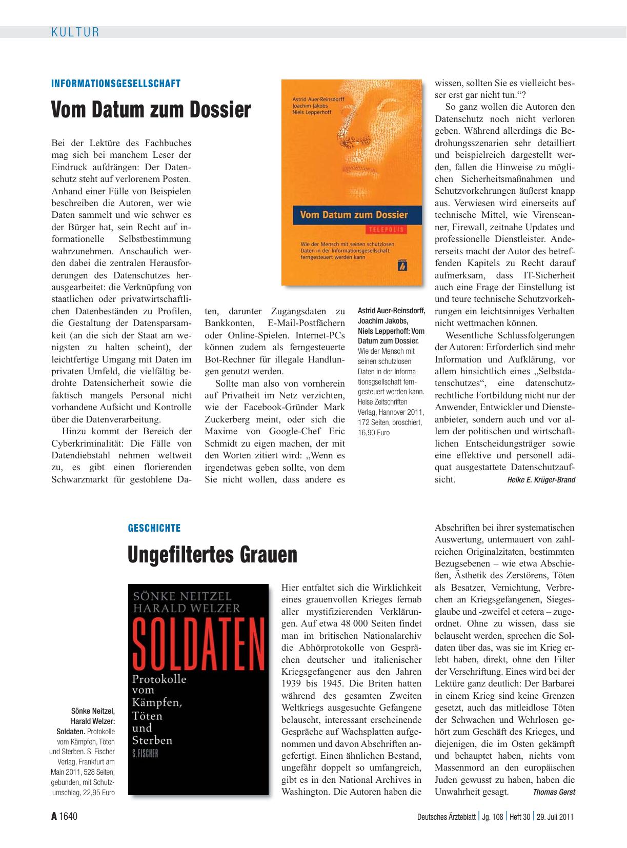 Vorschauseite 1: Informationsgesellschaft: Vom Datum zum Dossier