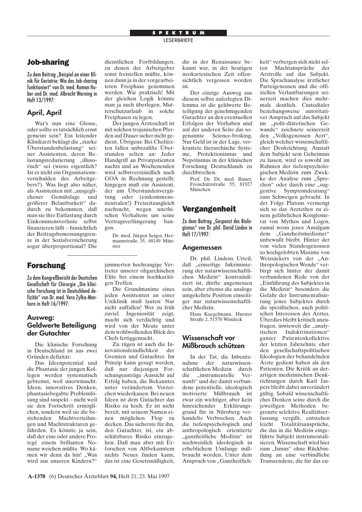 Vorschauseite 1: Forschung – Ausweg: Geldwerte Beteiligung der Gutachter
